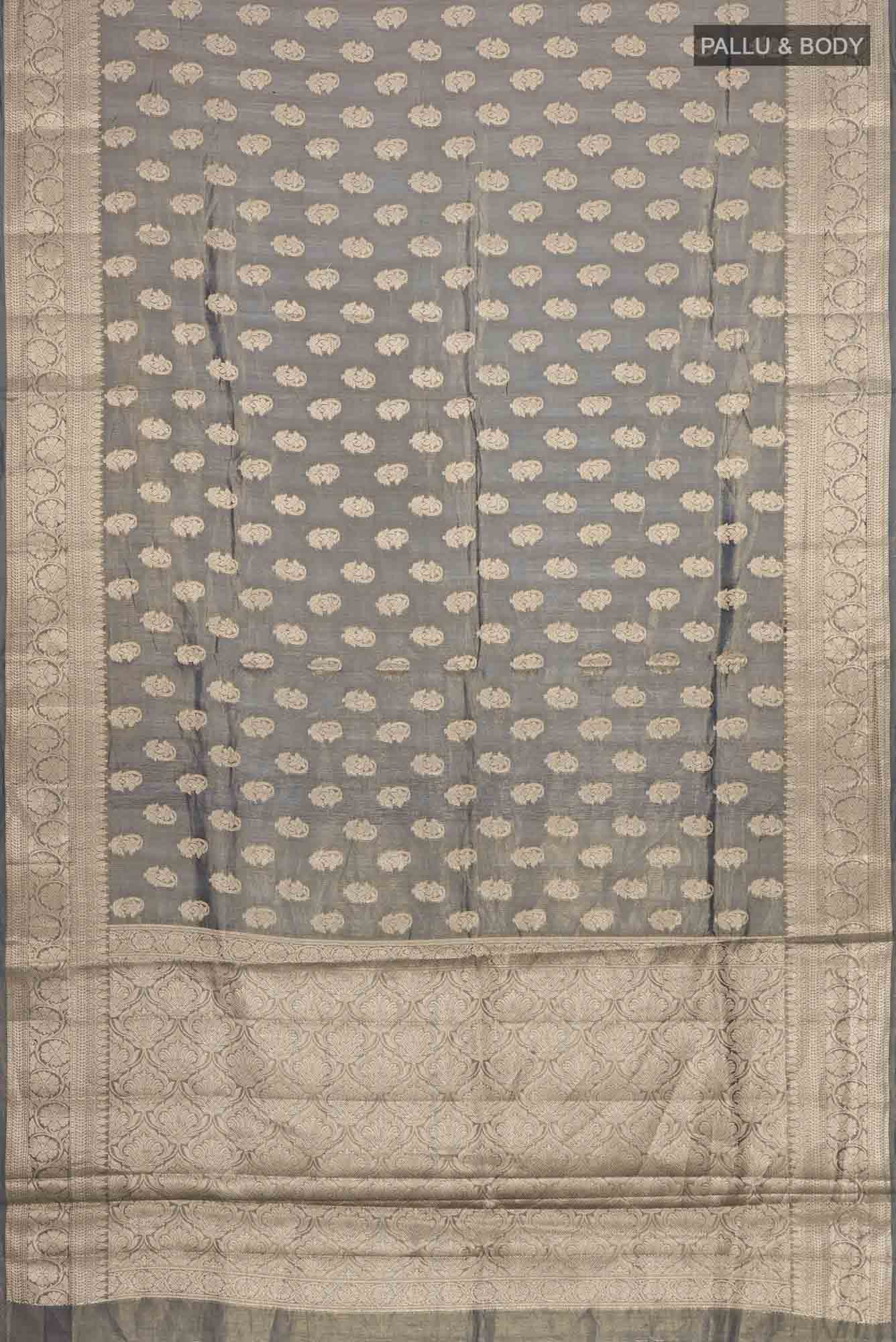 Grey Banarasi Tussar Silk Saree