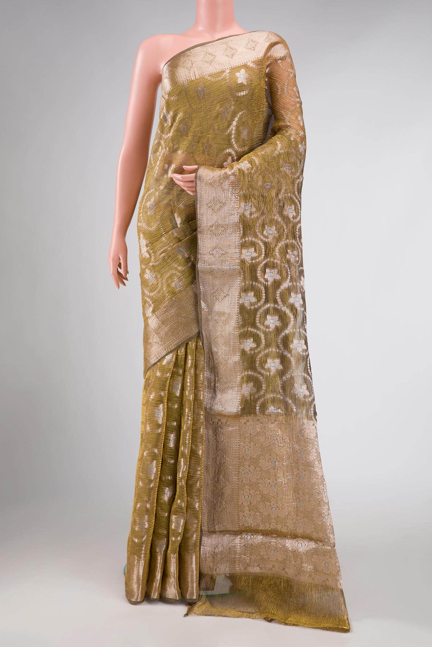 Light Green Dual Tone Organza Silk Saree