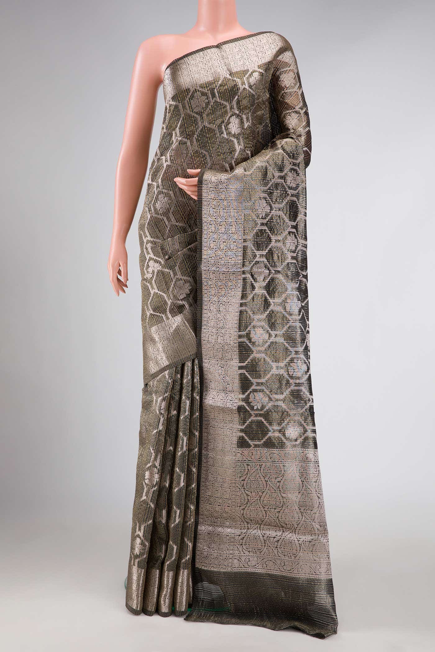 Black Dual Tone Organza Silk Saree