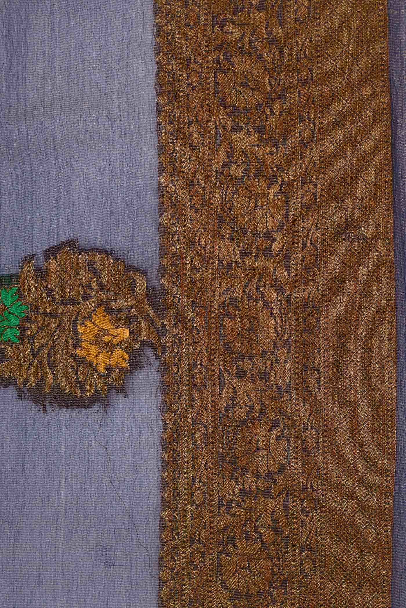 Navy Blue Dual Tone Organza Silk Saree