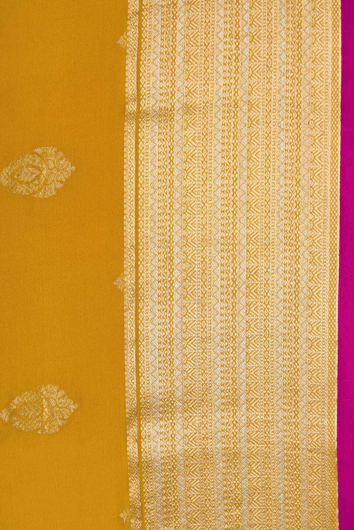 Mustard Mysore Crepe Saree