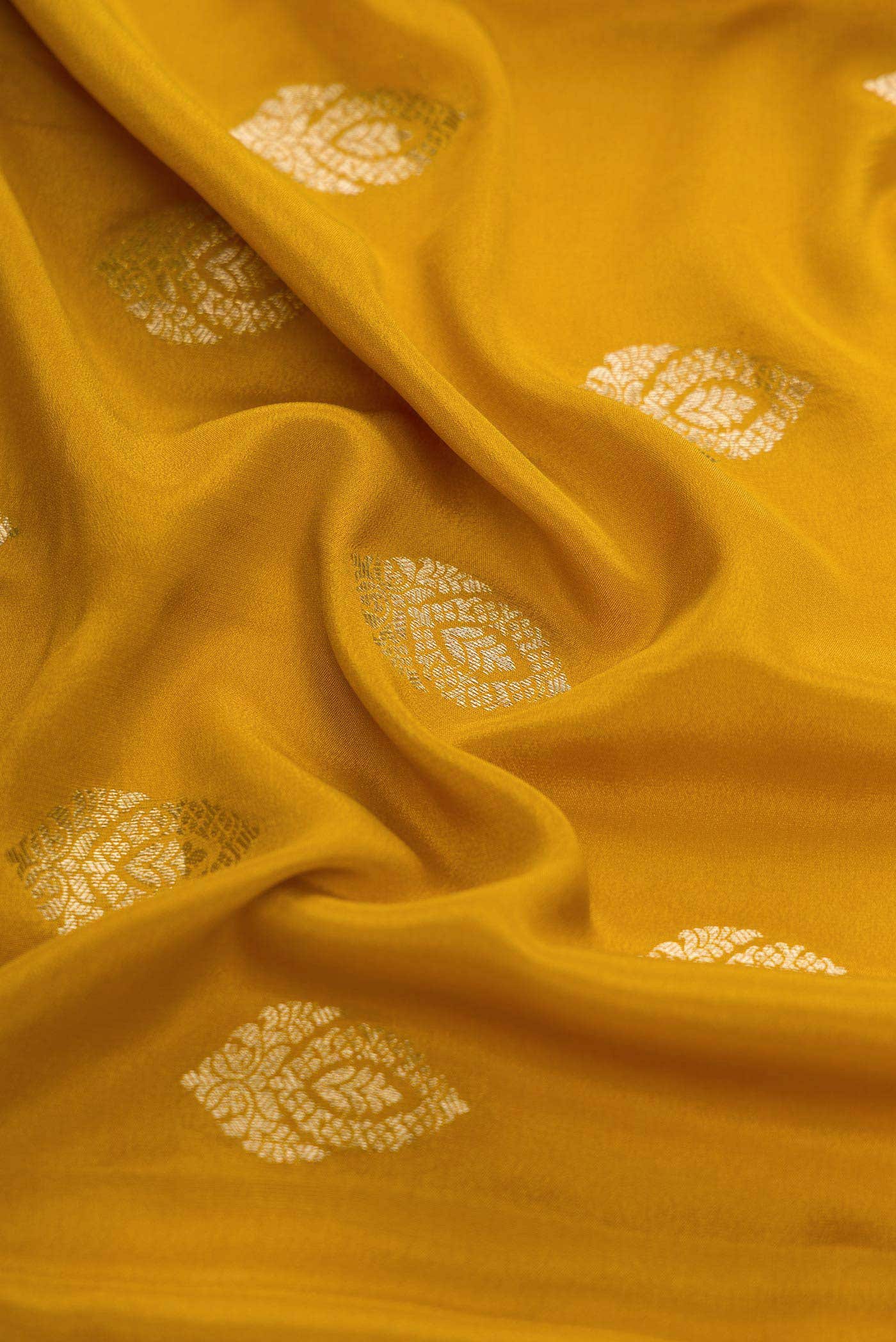Mustard Mysore Crepe Saree