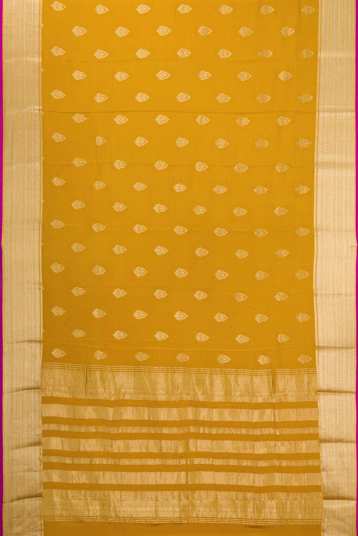 Mustard Mysore Crepe Saree