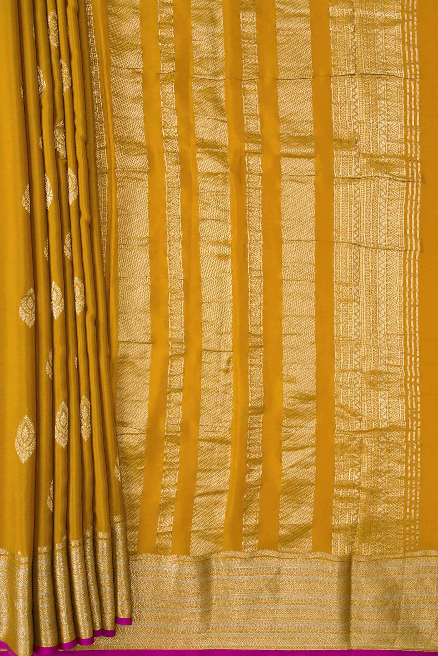Mustard Mysore Crepe Saree