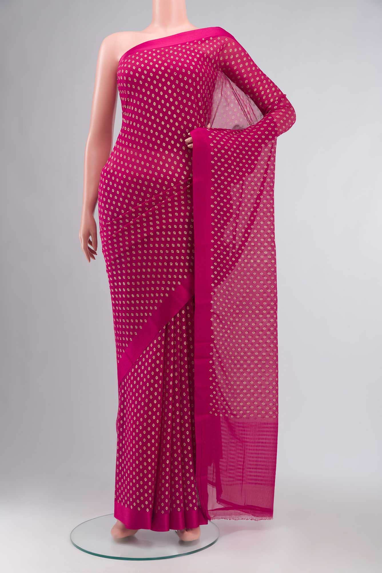 Pink Mysore Chiffon Saree
