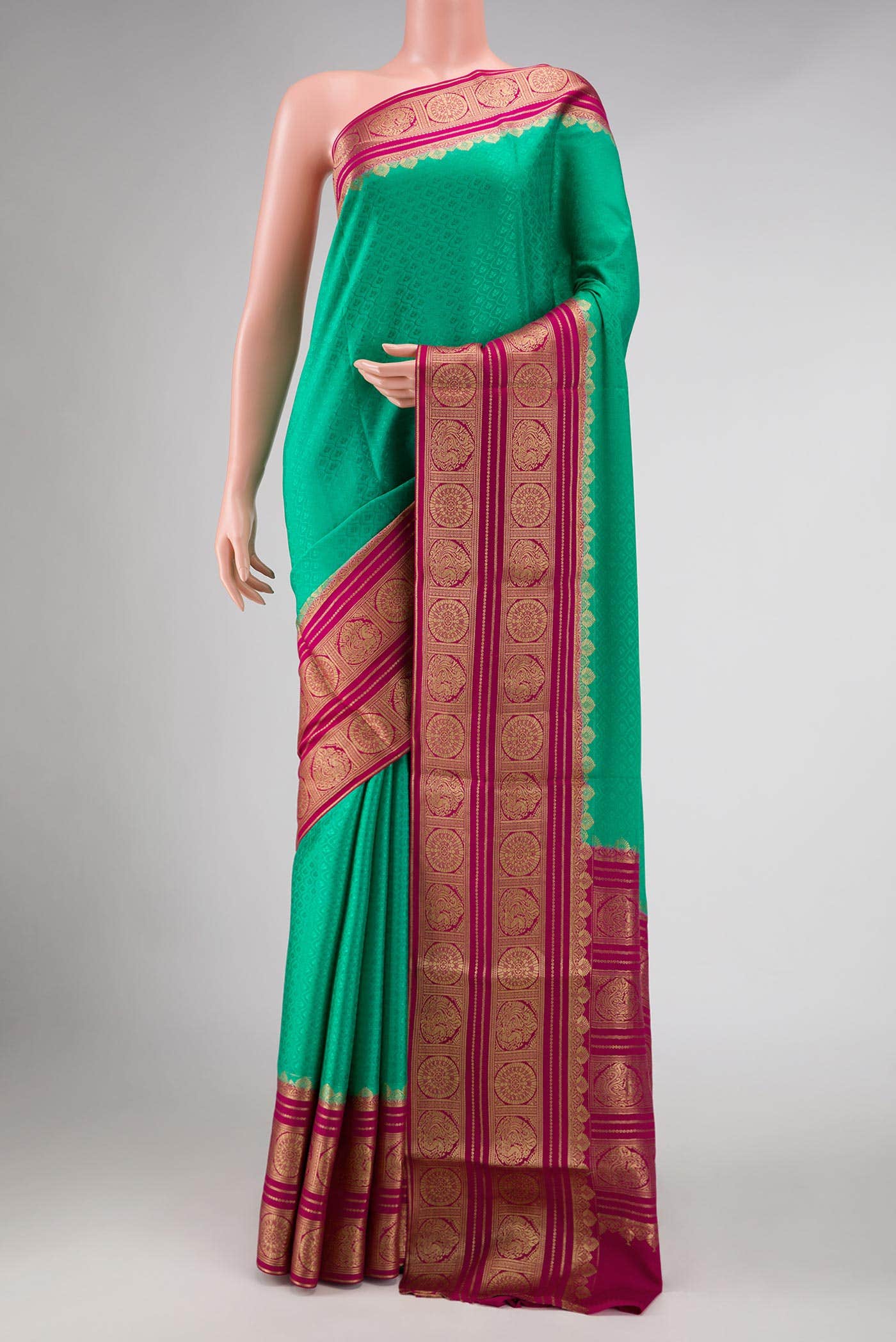 Sea Green Mysore Crepe Saree