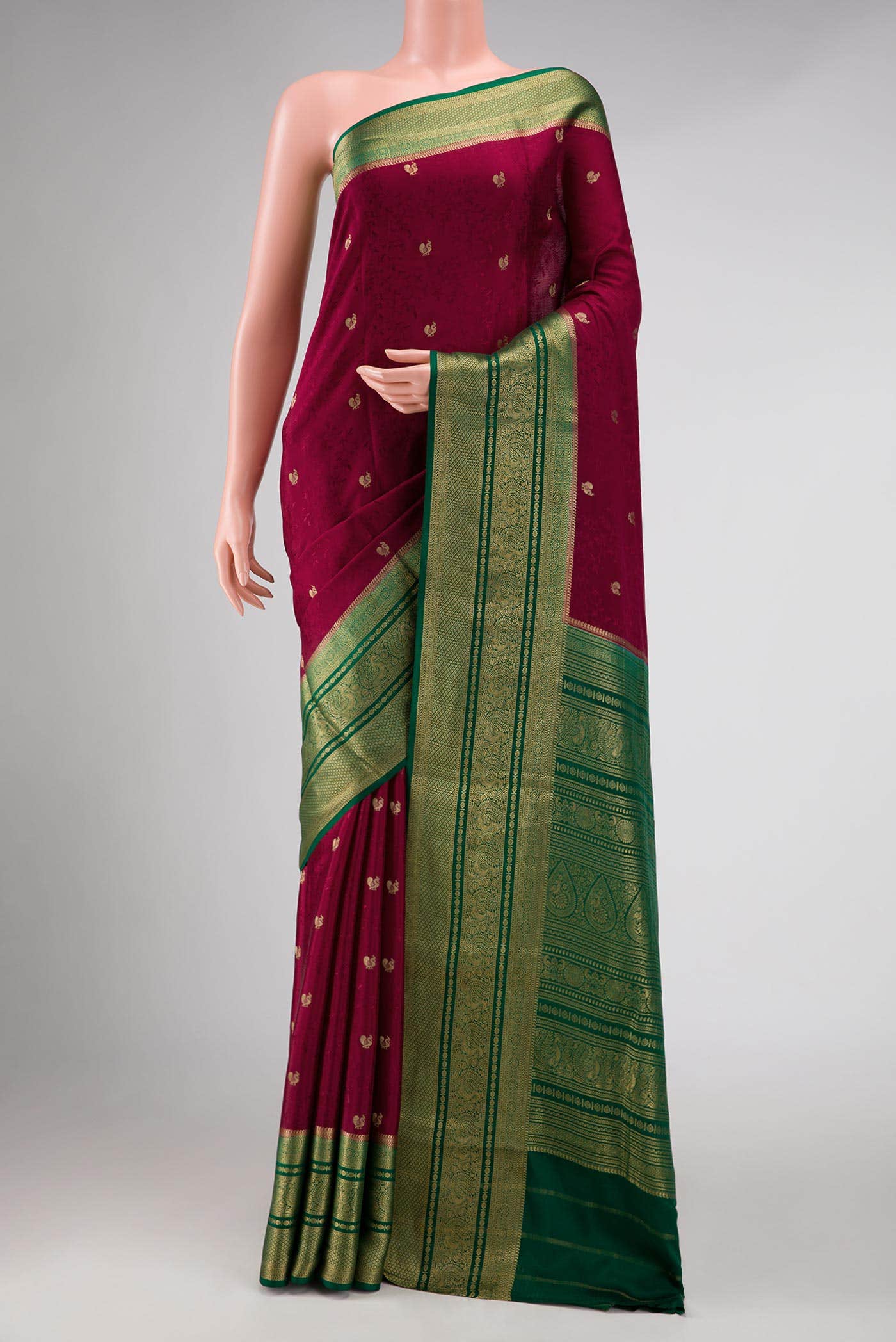 Maroon Dual Tone Mysore Crepe Saree