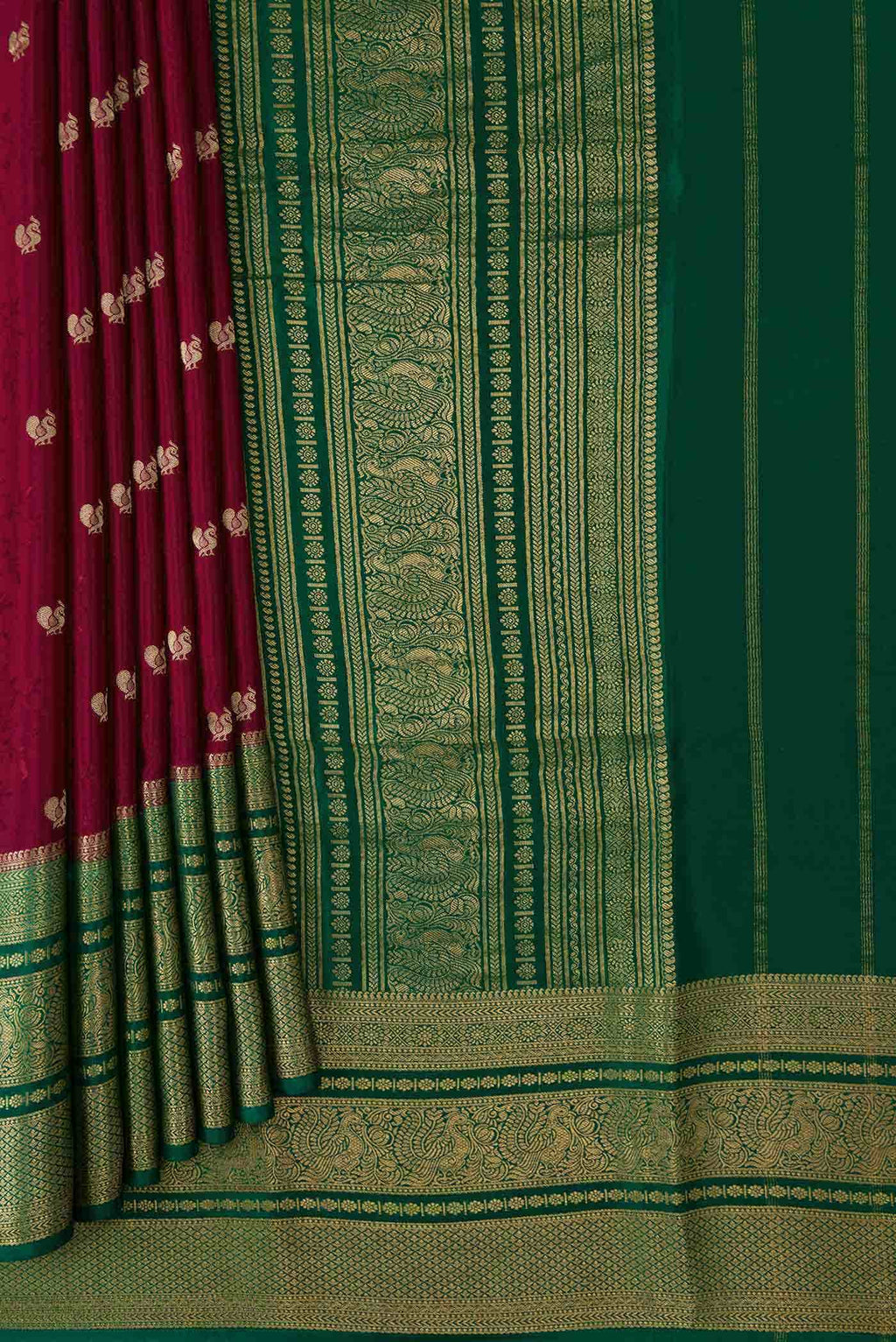 Maroon Dual Tone Mysore Crepe Saree
