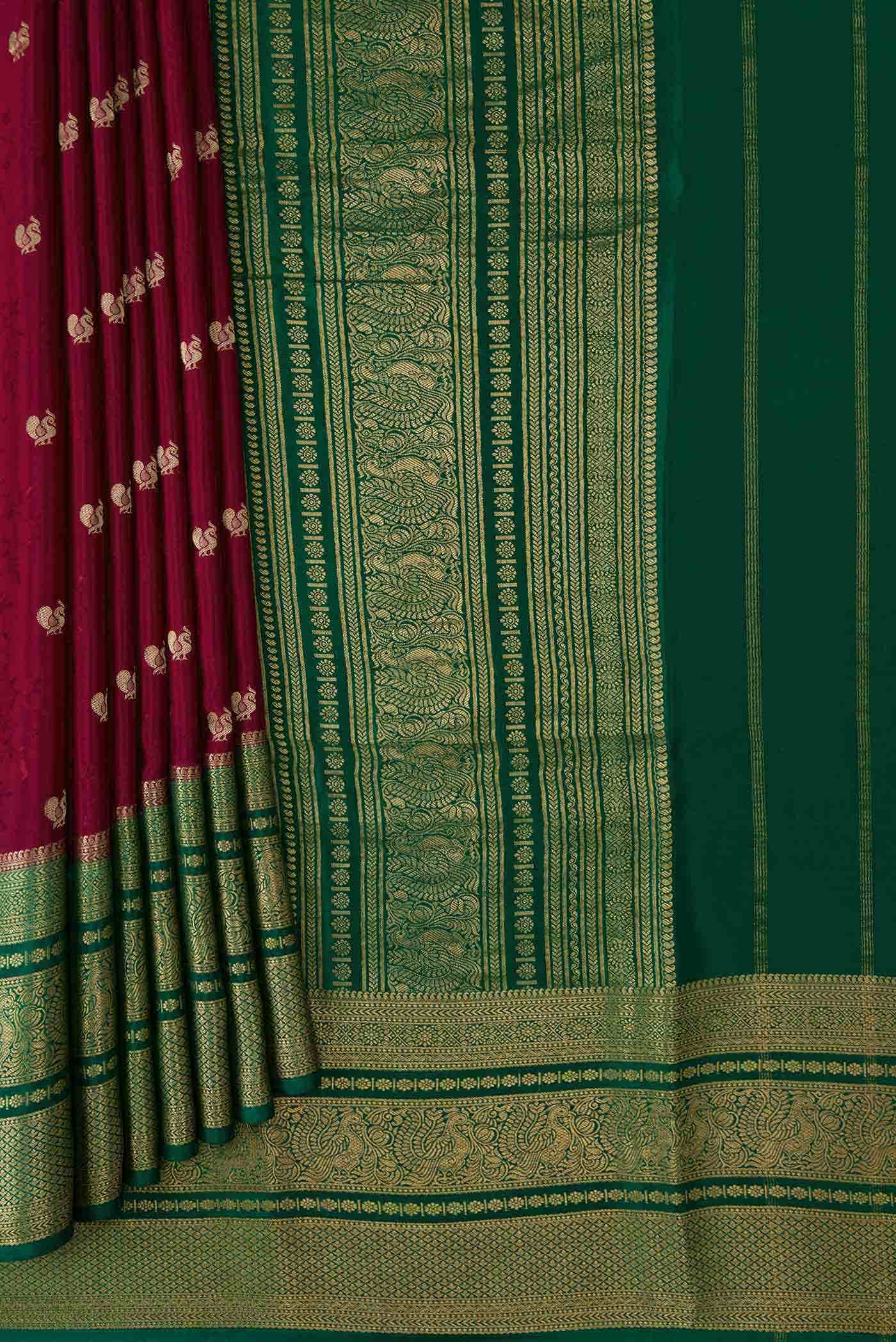 Maroon Dual Tone Mysore Crepe Saree