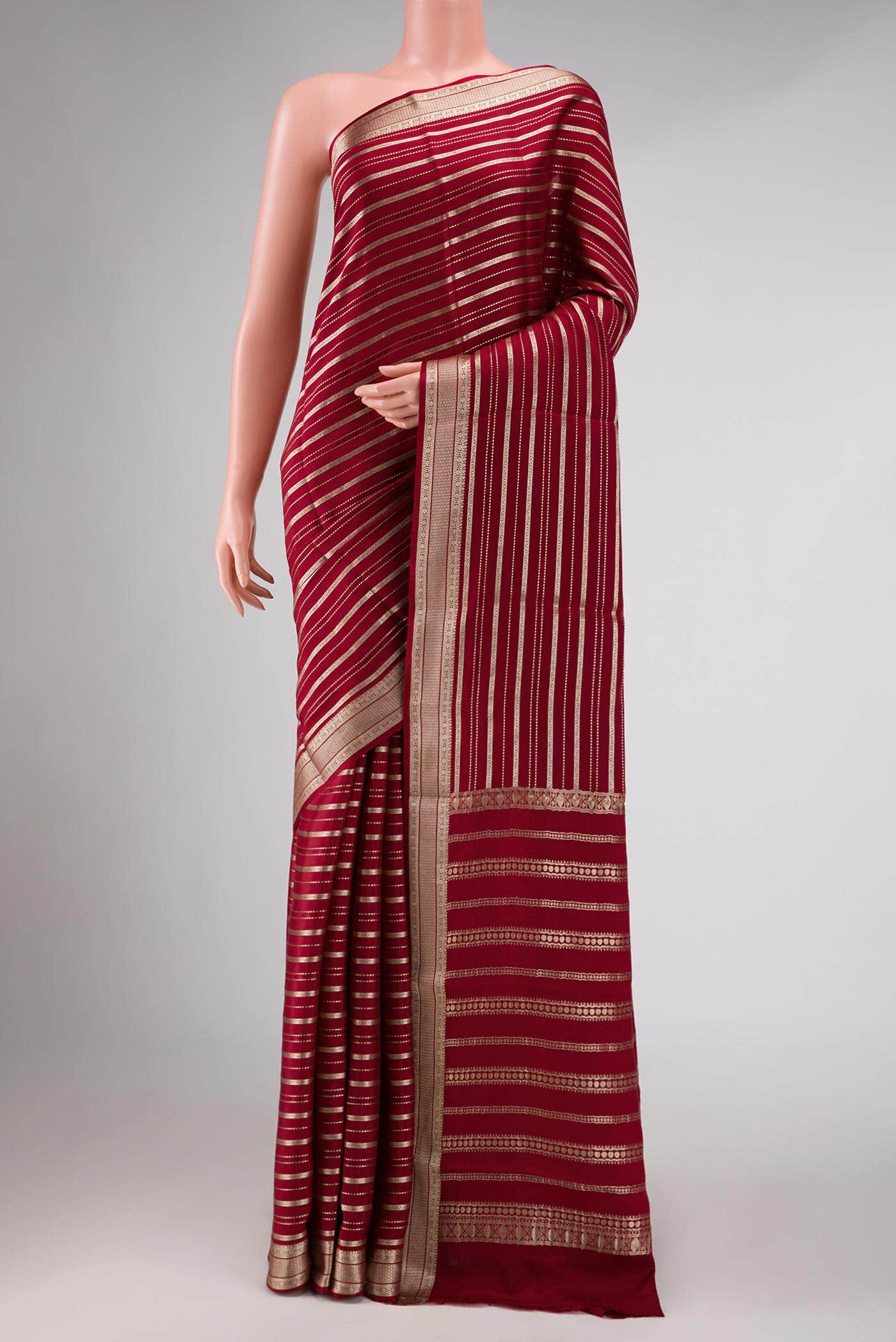 Maroon Dual Tone Mysore Crepe Saree