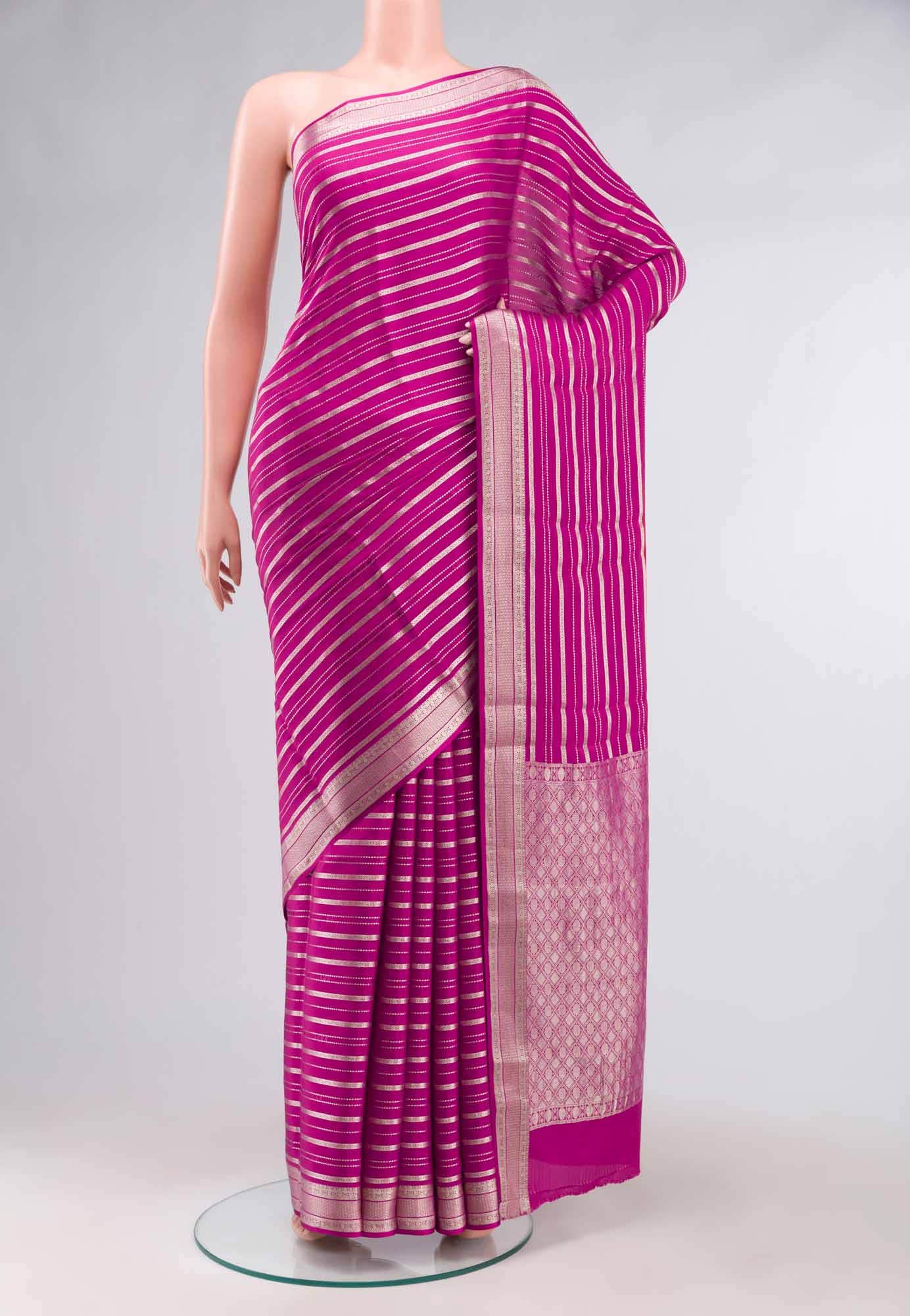 Pink Mysore Crepe Saree