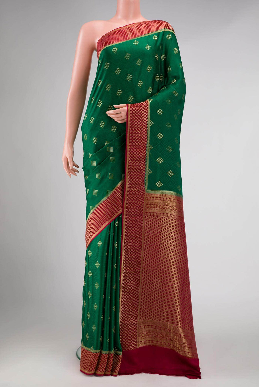 Green Mysore Crepe Saree