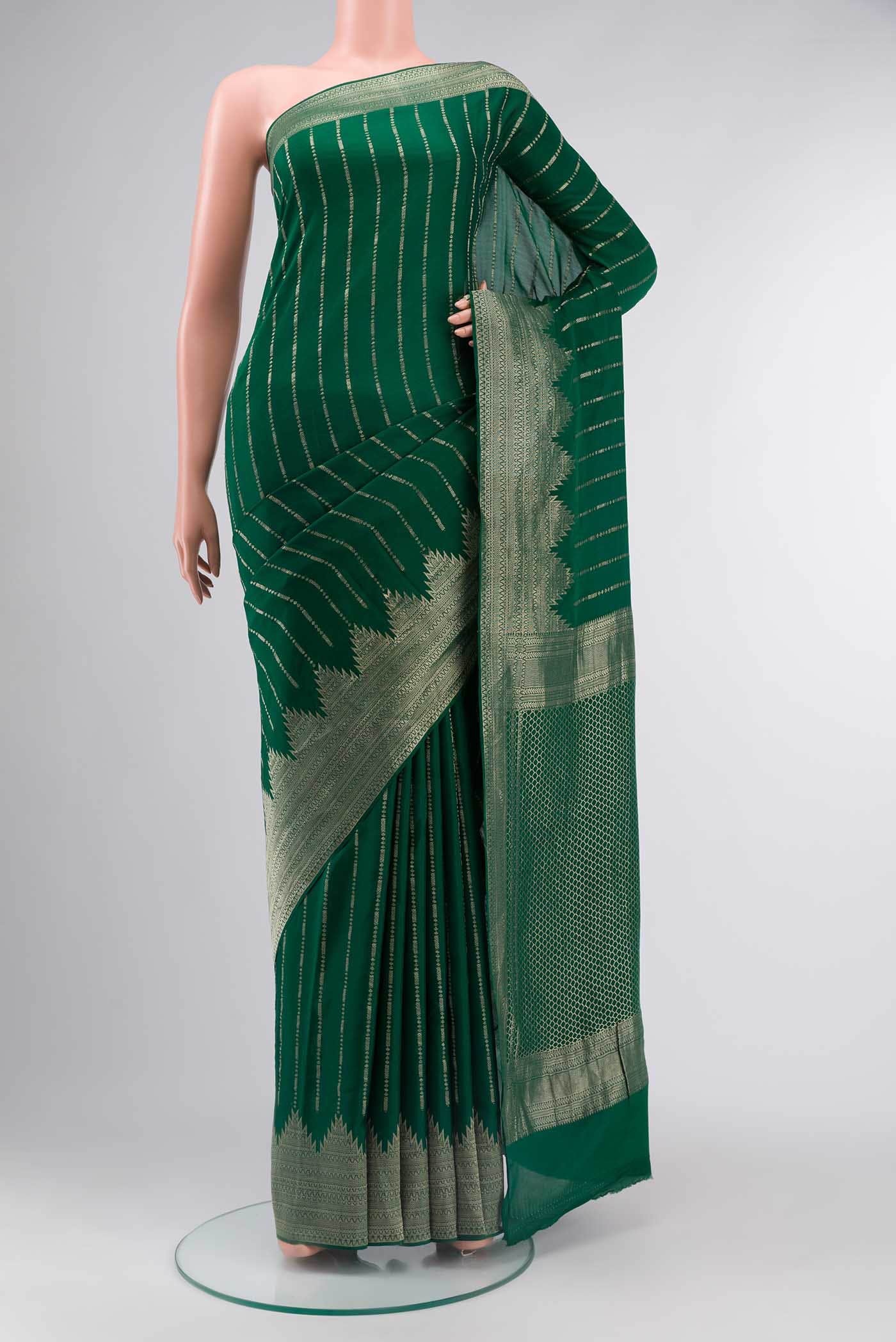 Green Crepe Saree