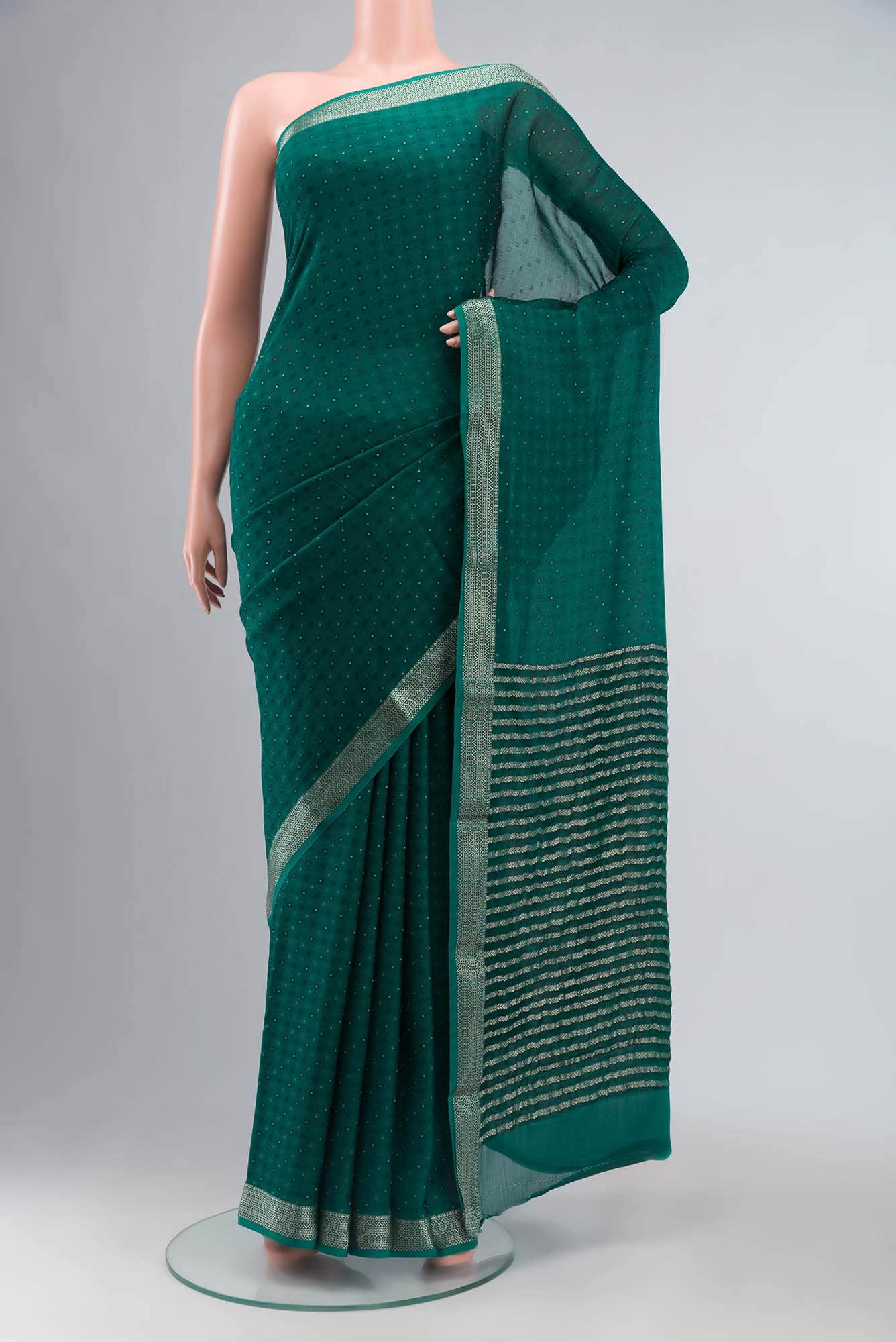 Teal Mysore Chiffon Saree
