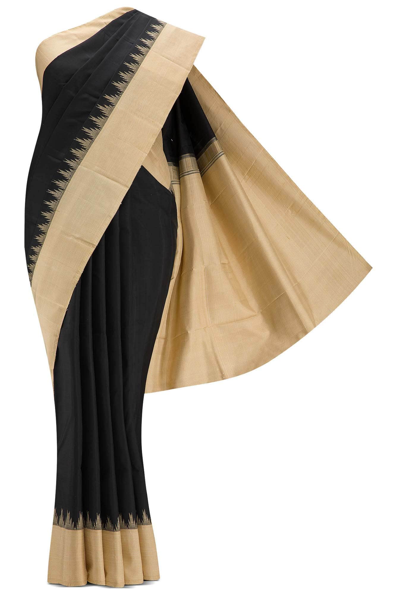 Black Dual Tone Kanchipuram Silk Saree