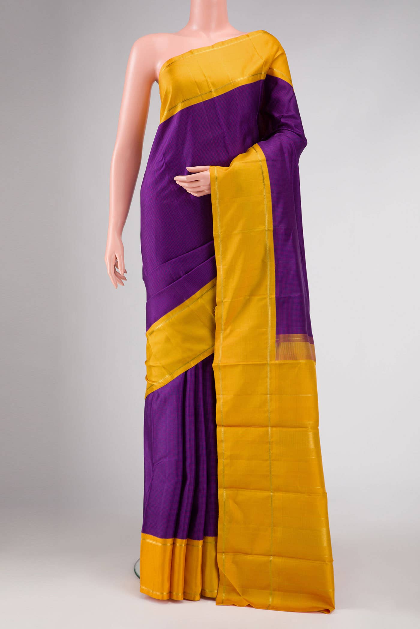 Pure Silk Pure Zari Violet Dual Tone Kanchipuram Saree