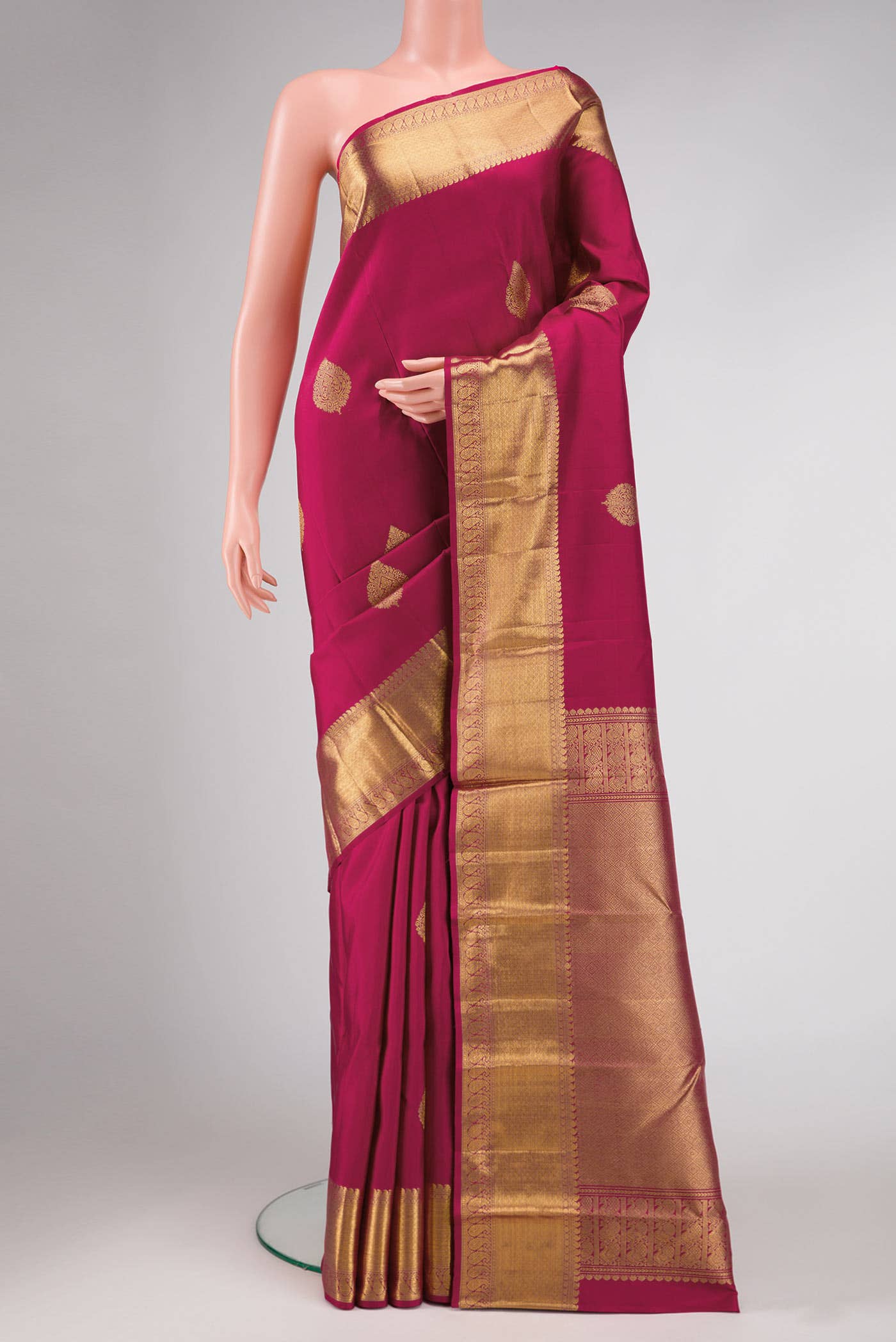 Dark Pink Dual Tone Kanchipuram Silk Saree