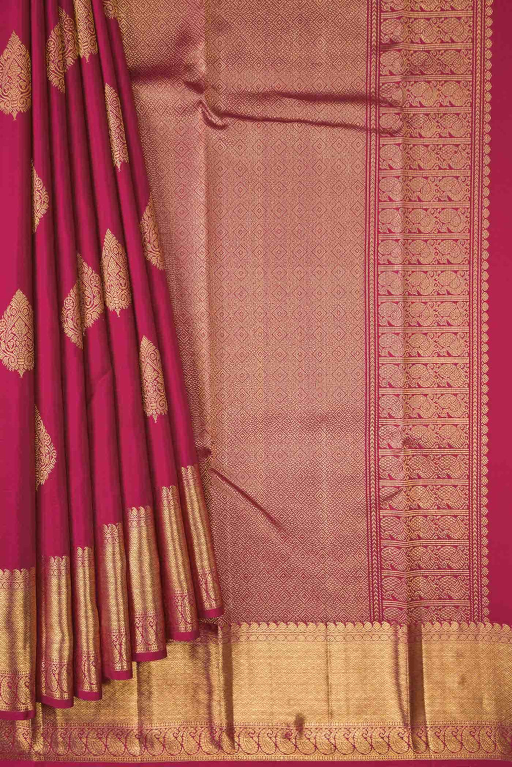 Dark Pink Dual Tone Kanchipuram Silk Saree