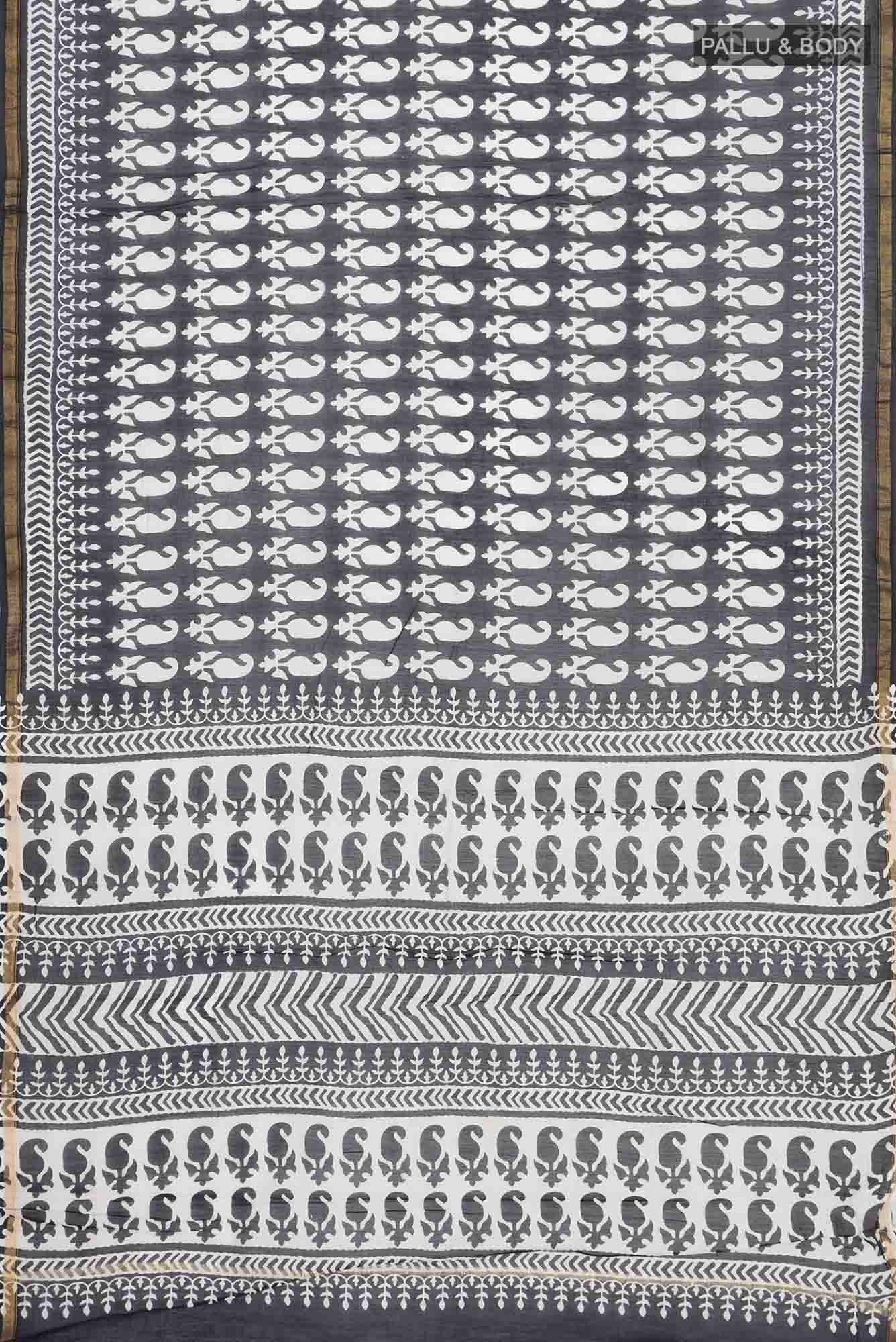 Black Chanderi Silk Cotton Saree