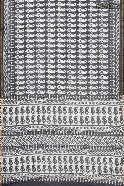 Black Chanderi Silk Cotton Saree