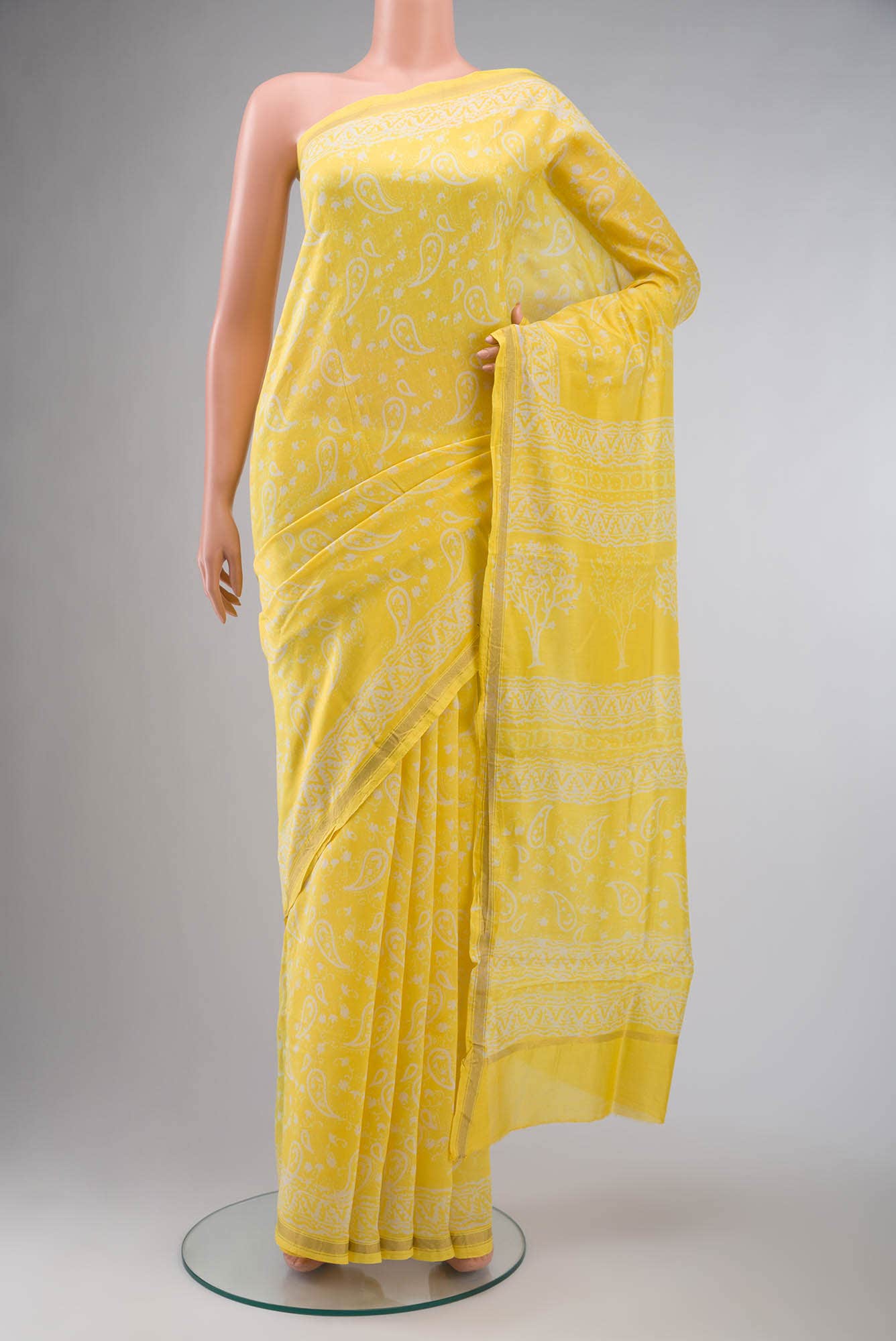 Yellow Chanderi Silk Cotton Saree