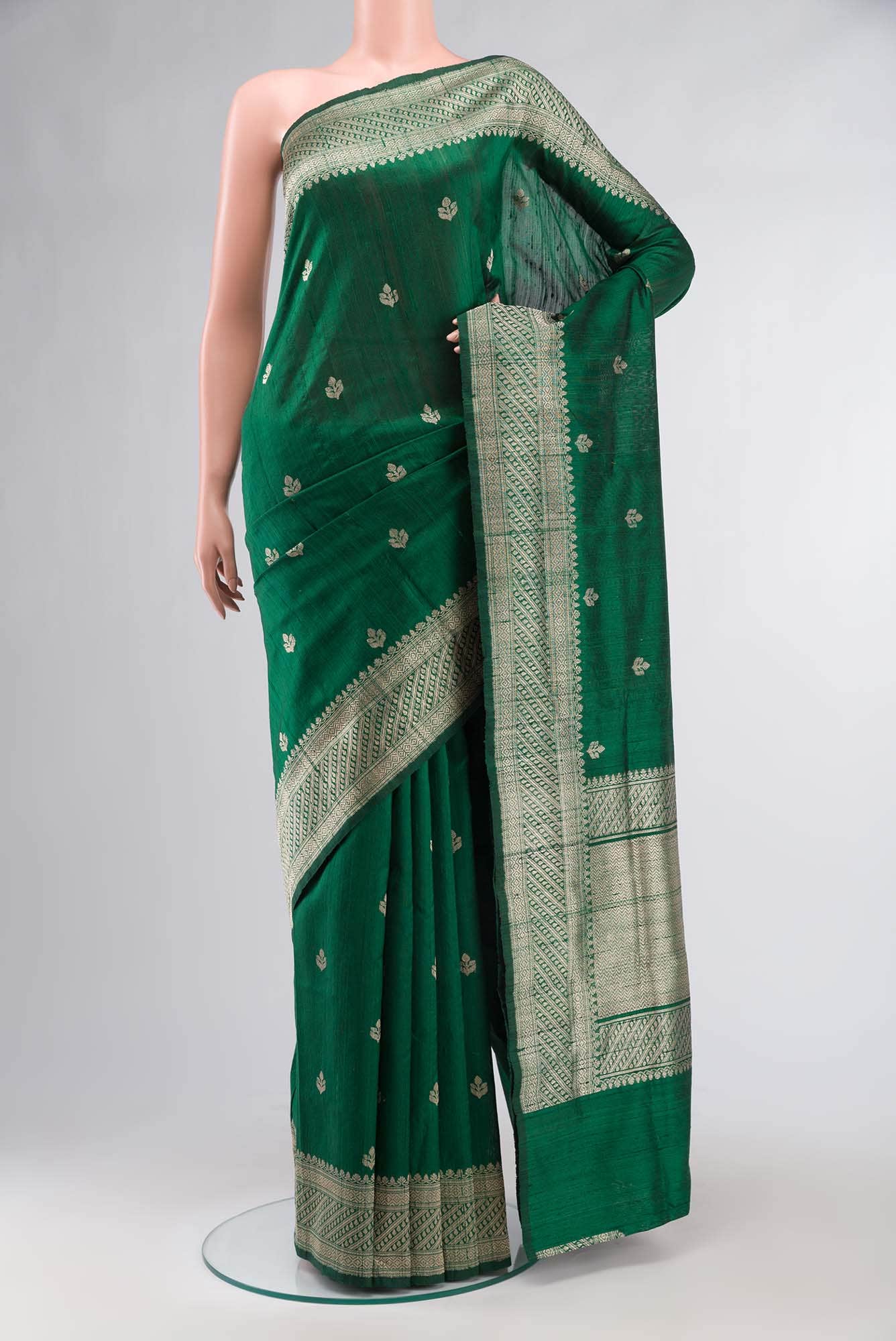 Green Tussar Silk Saree
