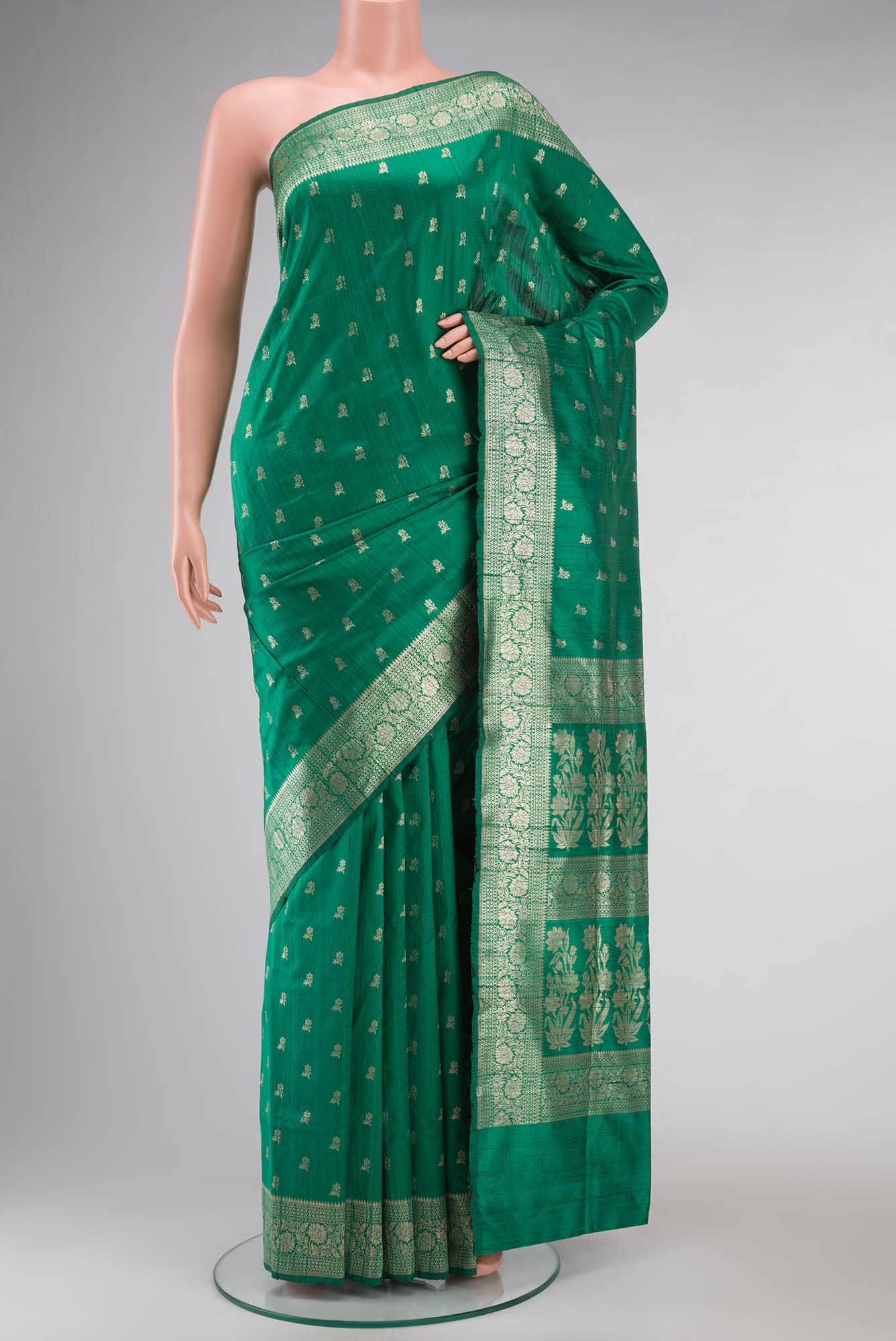 Green Tussar Silk Saree