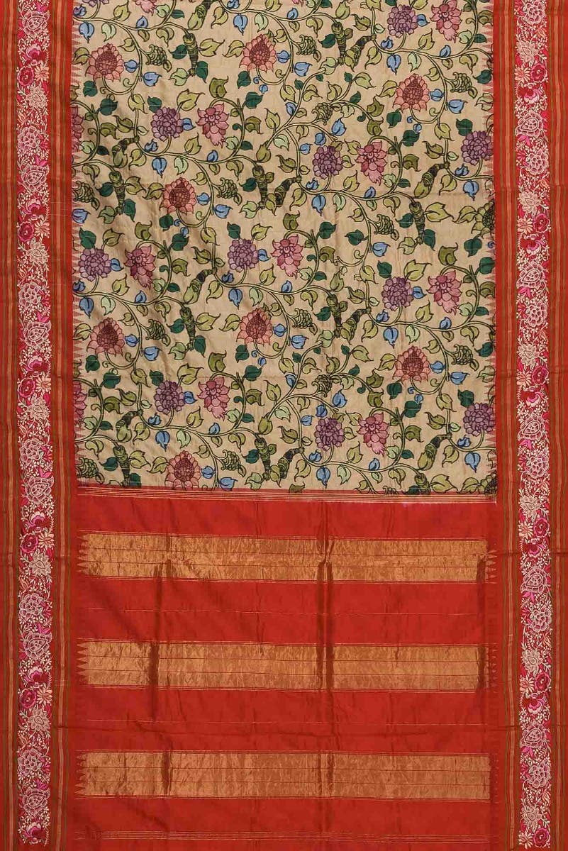 Dark Beige Dual Tone Kanchipuram Silk Saree