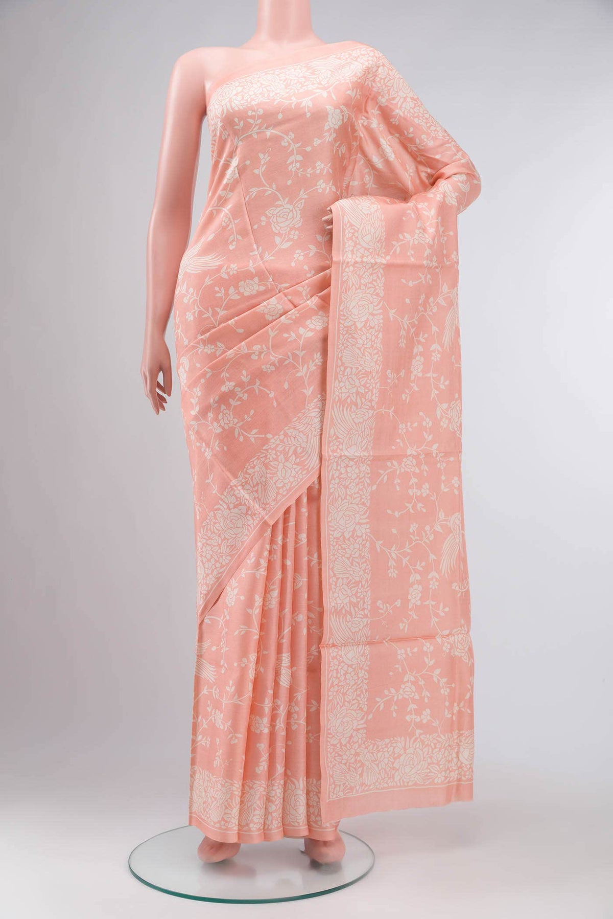 Peach Tussar Silk Saree