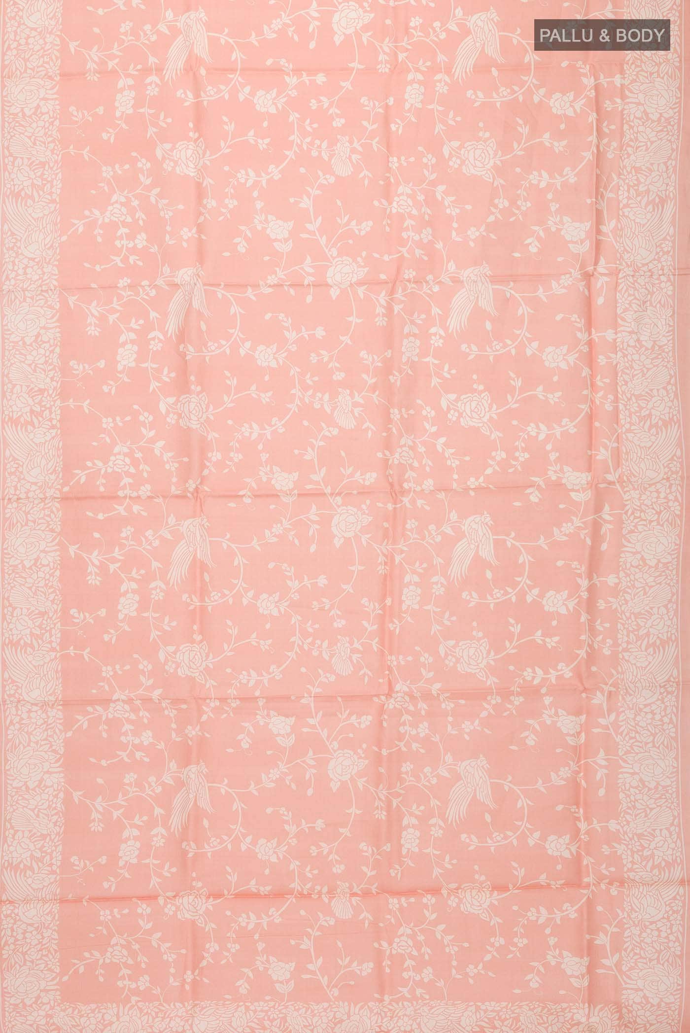 Peach Tussar Silk Saree