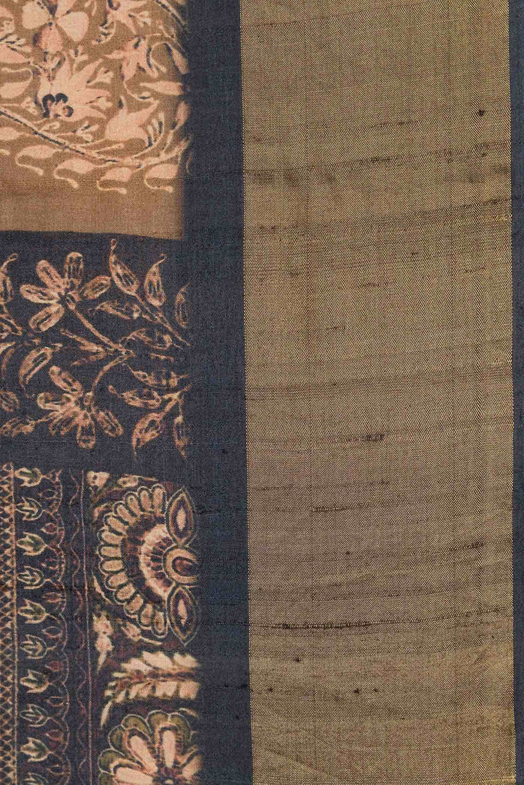Navy Blue Tussar Silk Saree