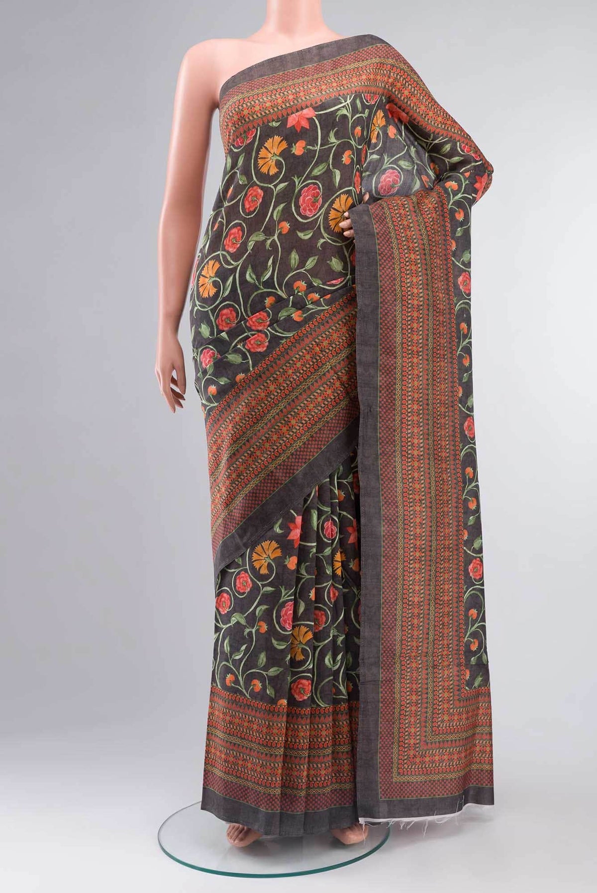 Black Tussar Silk Saree
