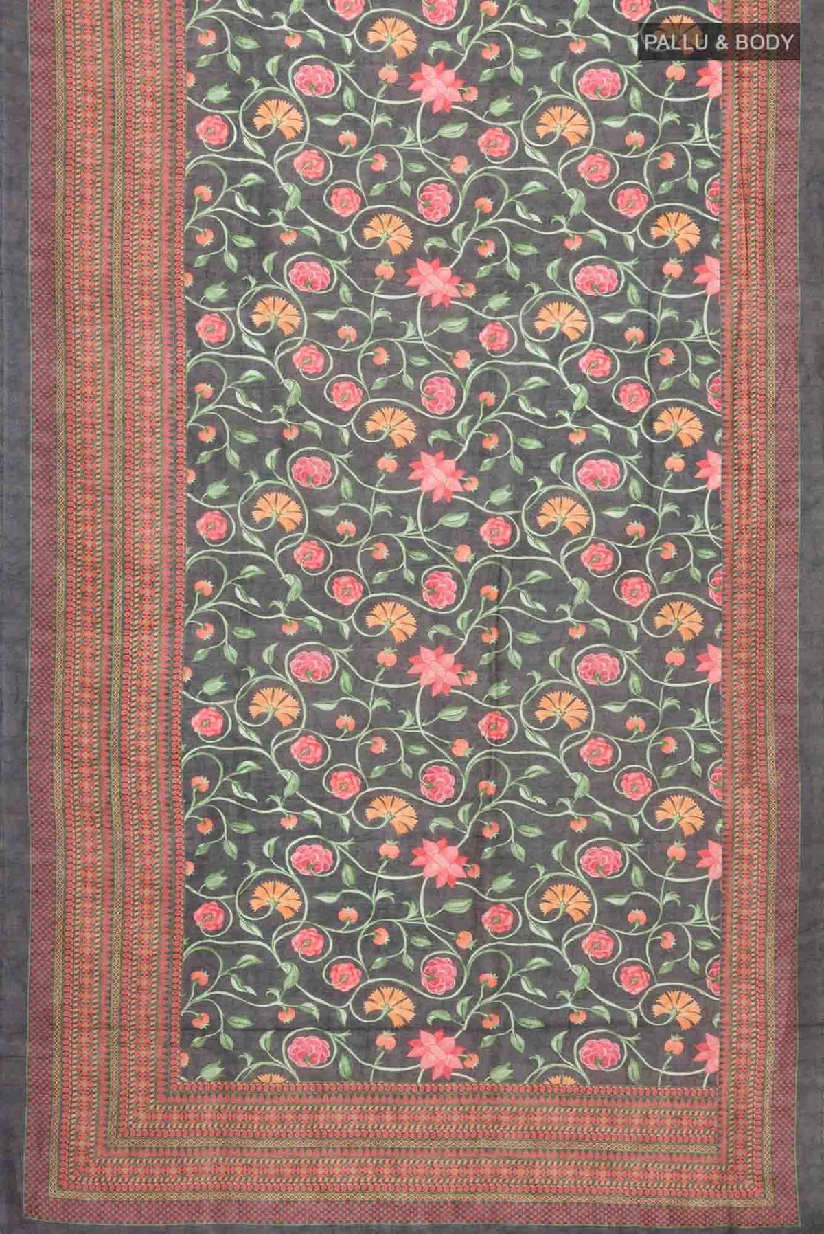 Black Tussar Silk Saree