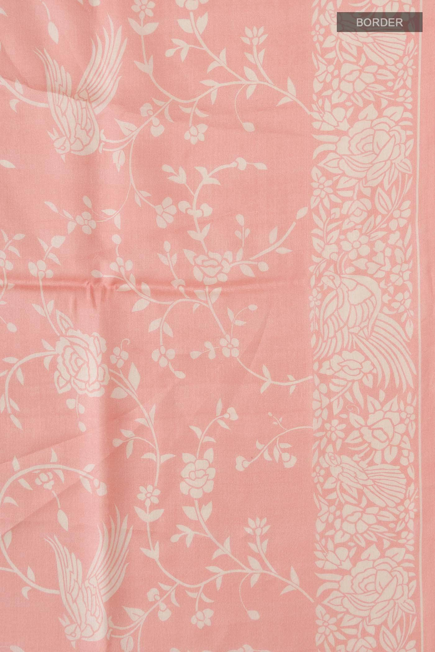 Peach Tussar Silk Saree