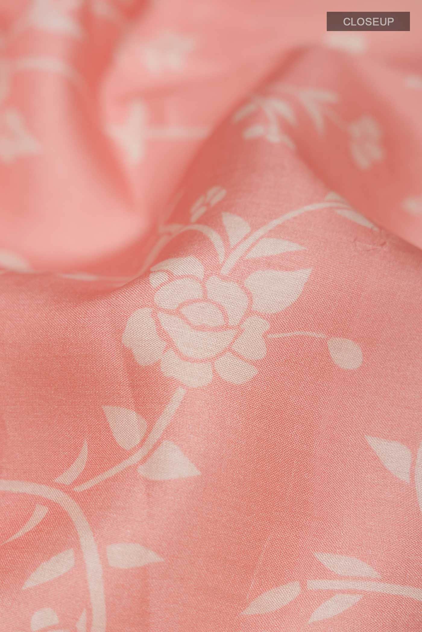 Peach Tussar Silk Saree