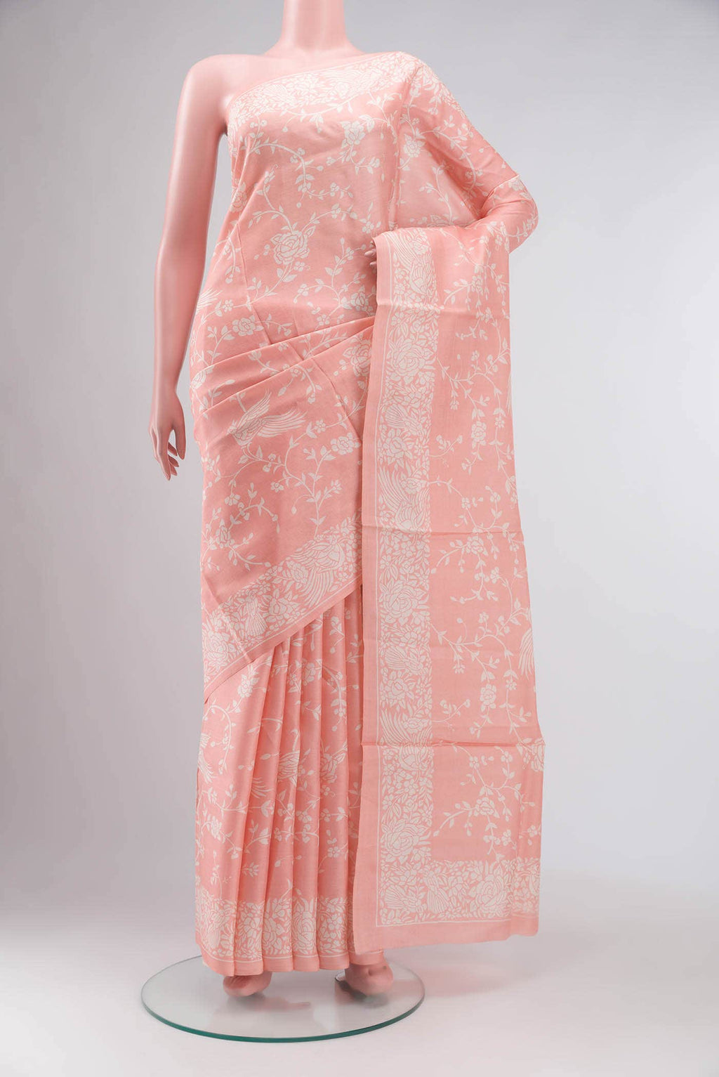 Peach Tussar Silk Saree