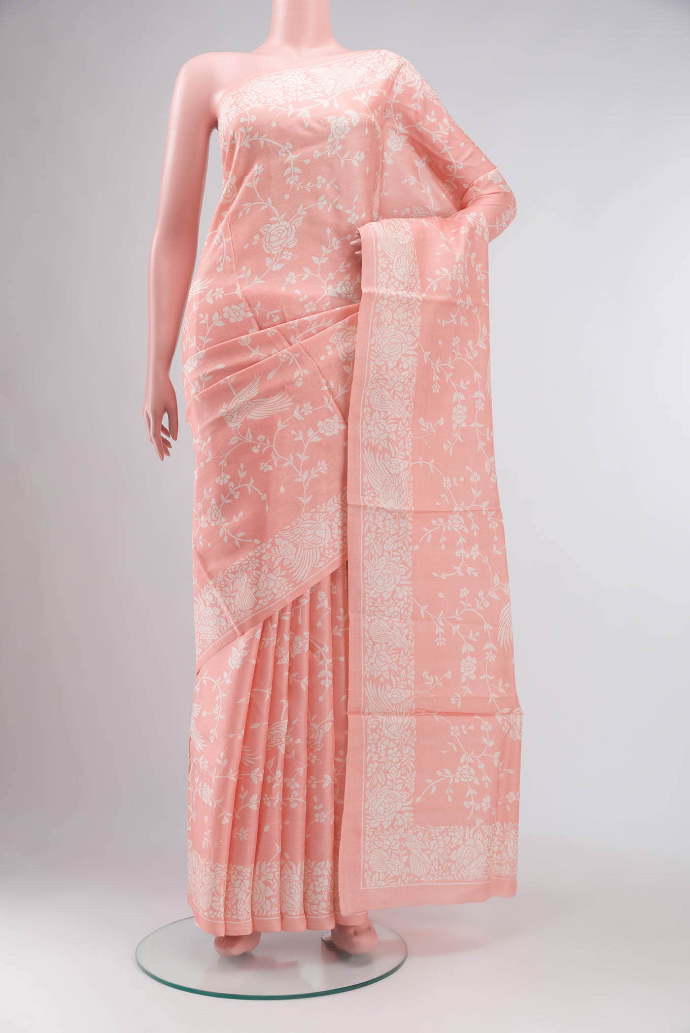 Peach Tussar Silk Saree