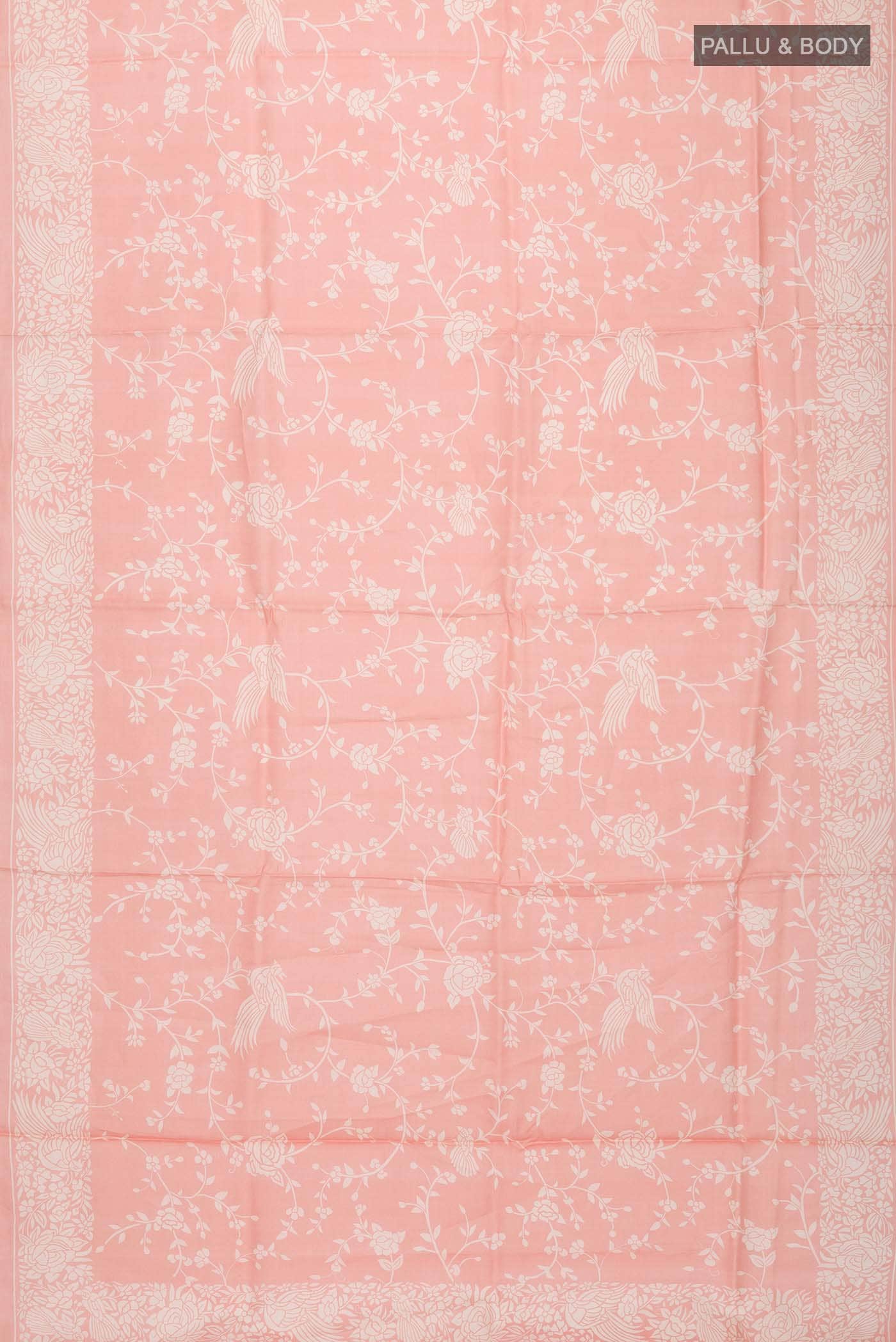 Peach Tussar Silk Saree