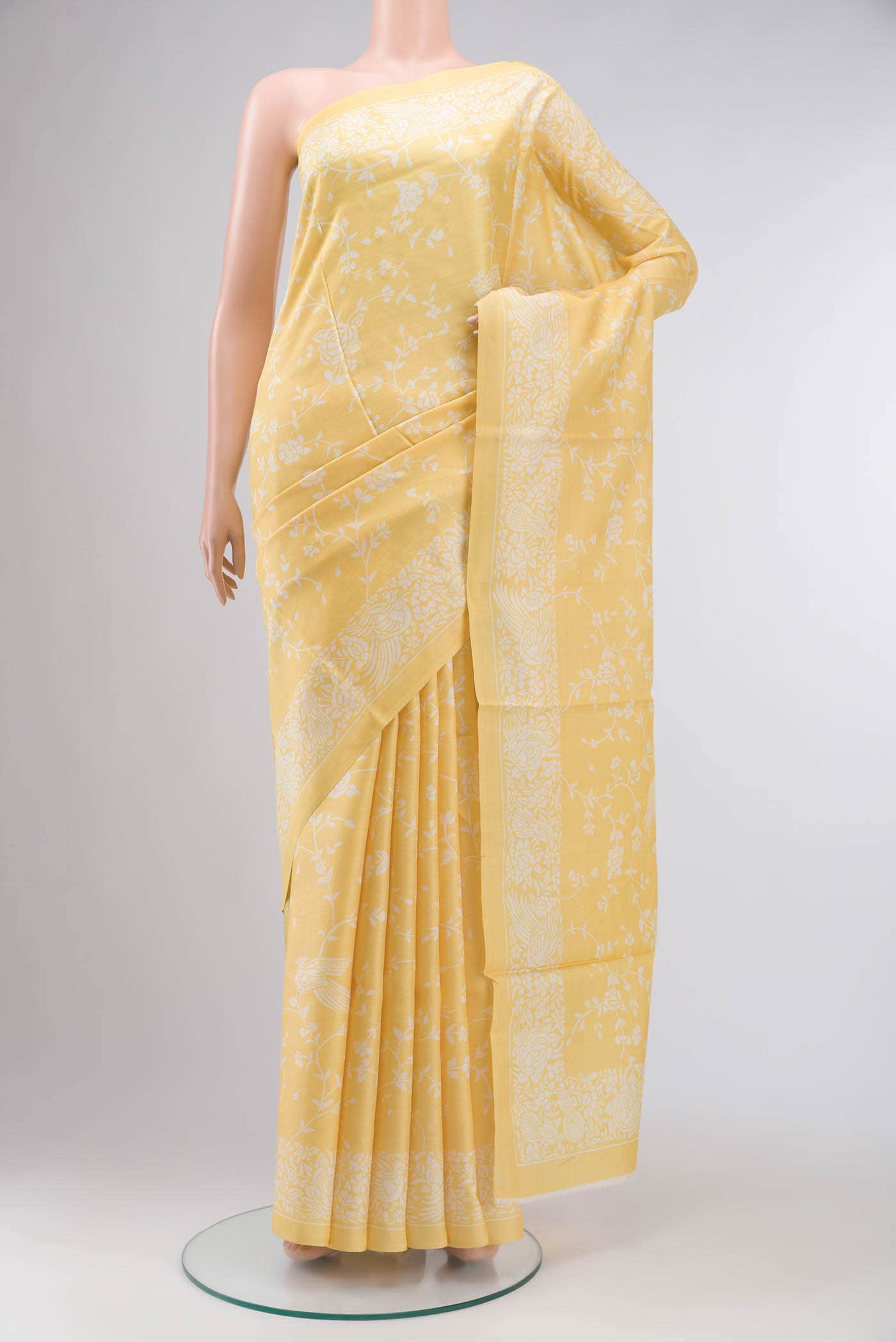 Yellow Tussar Silk Saree