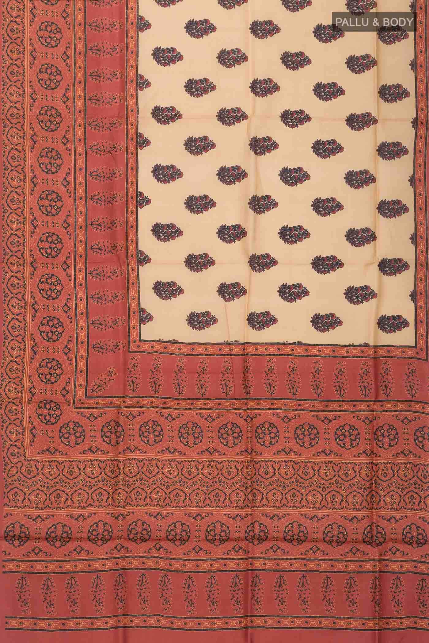 Beige Tussar Silk Saree