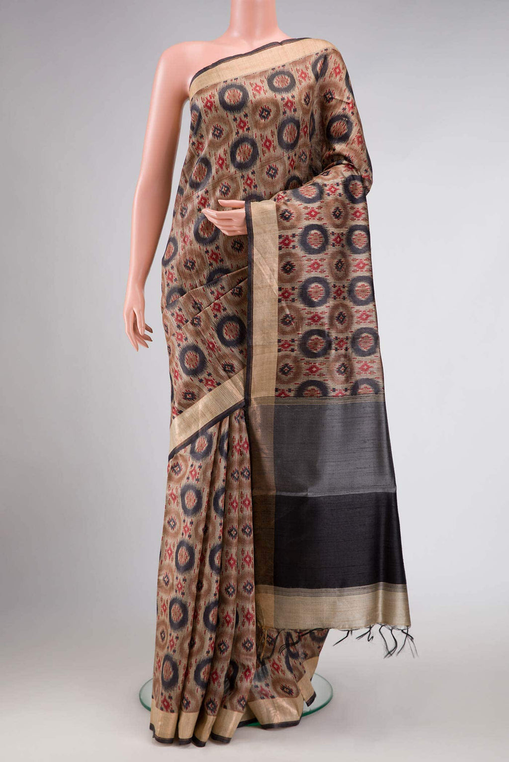 Brown Dual Tone Tussar Silk Saree