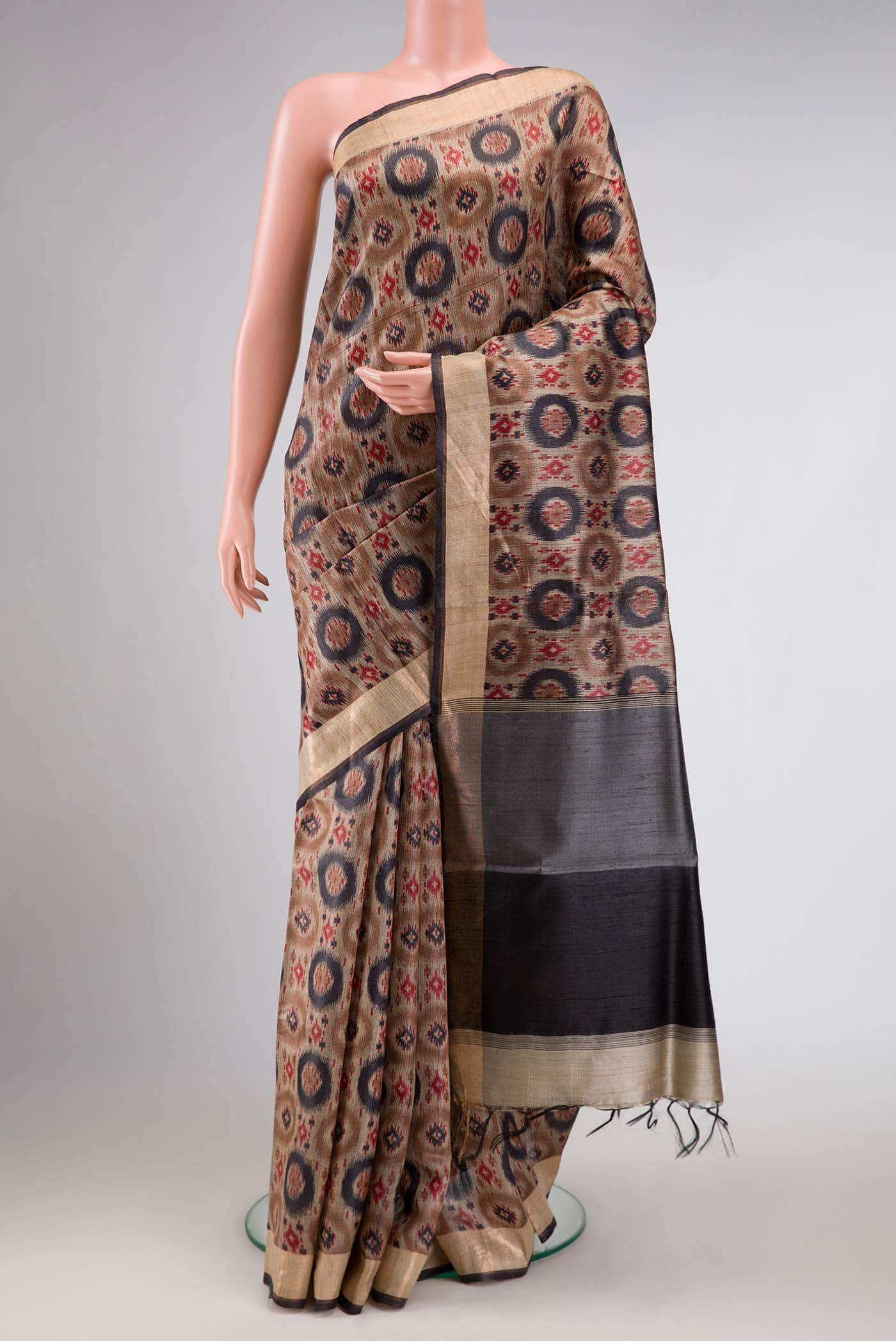 Brown Dual Tone Tussar Silk Saree
