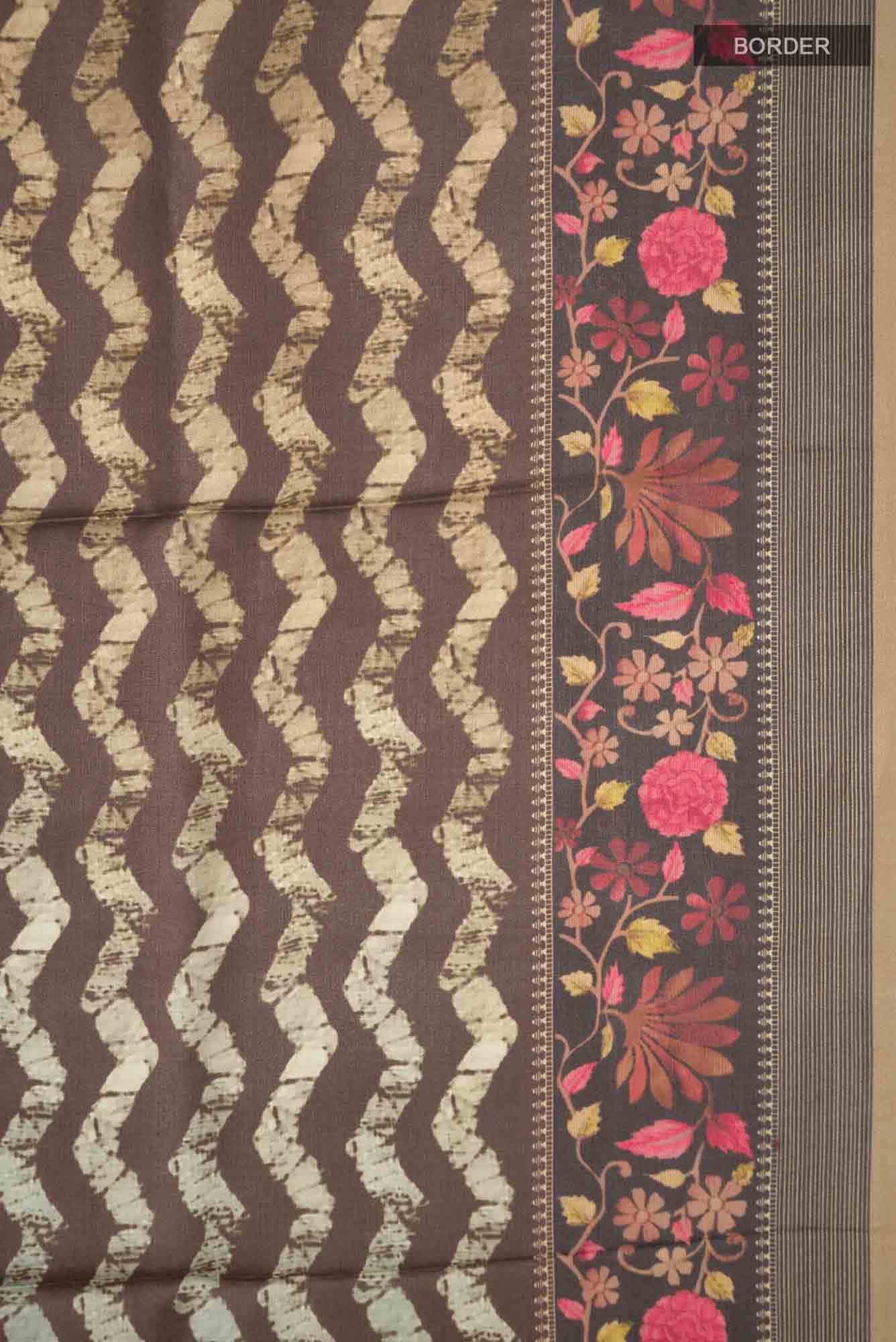 Brown Tussar Silk Saree