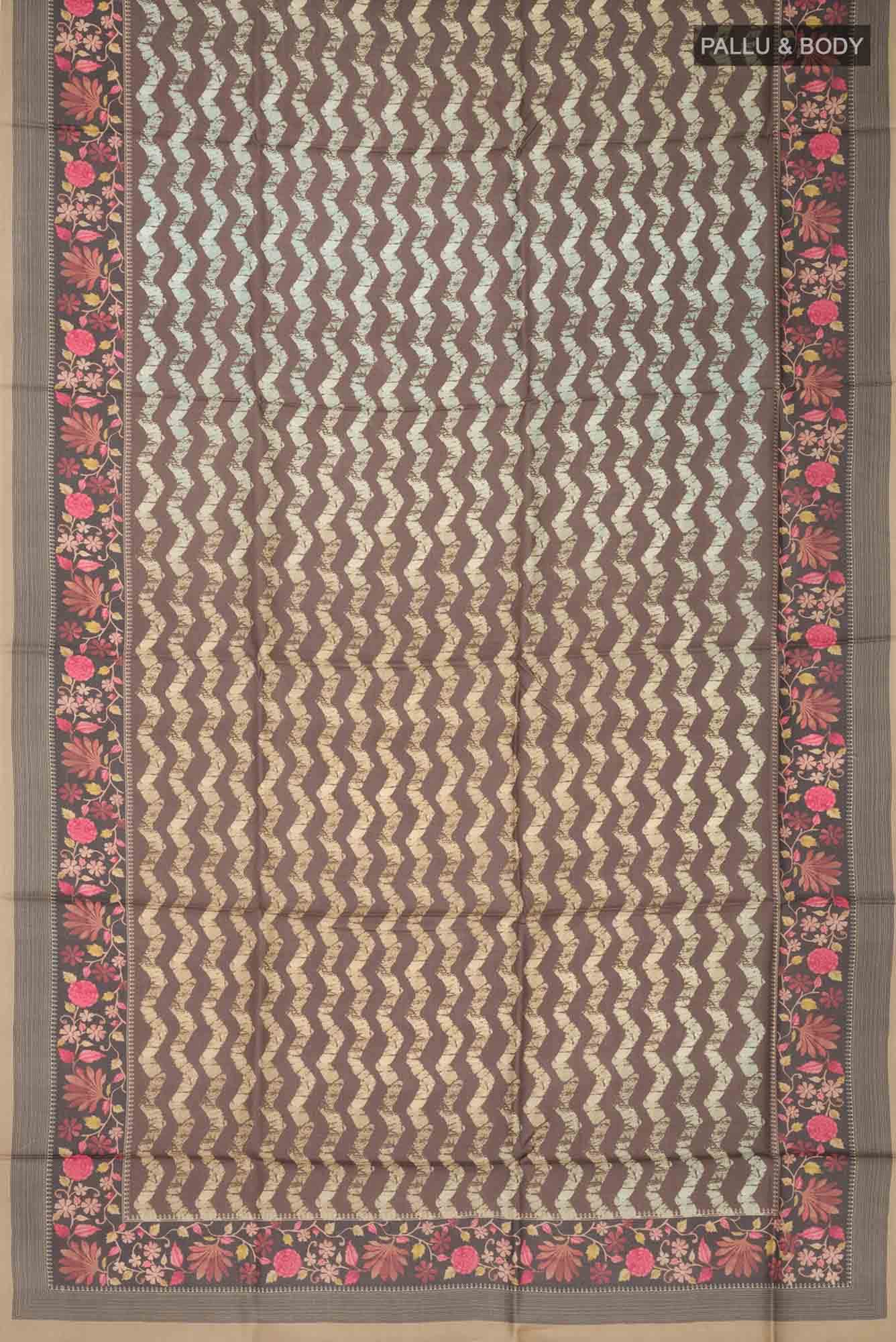 Brown Tussar Silk Saree