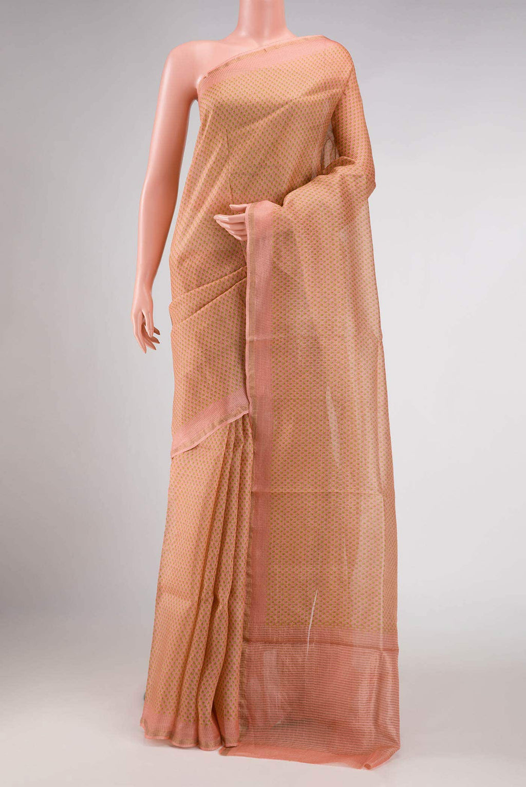 Golden Peach Tussar Silk Saree