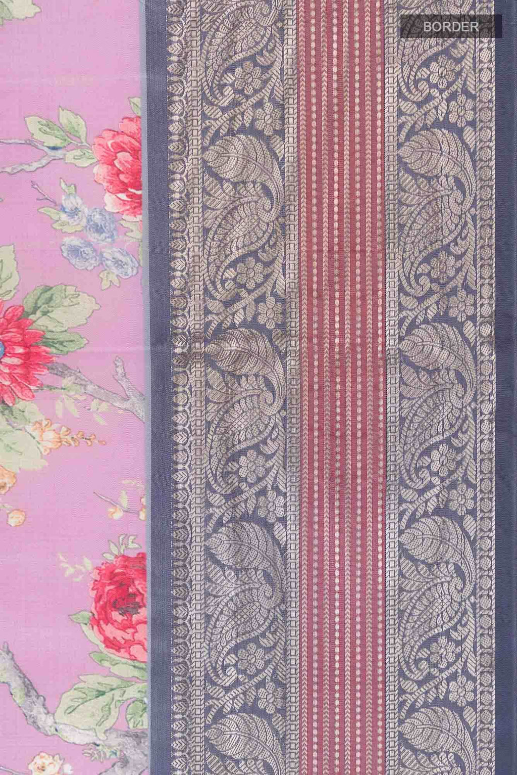 Rose pink Banarasi Raw Silk Saree