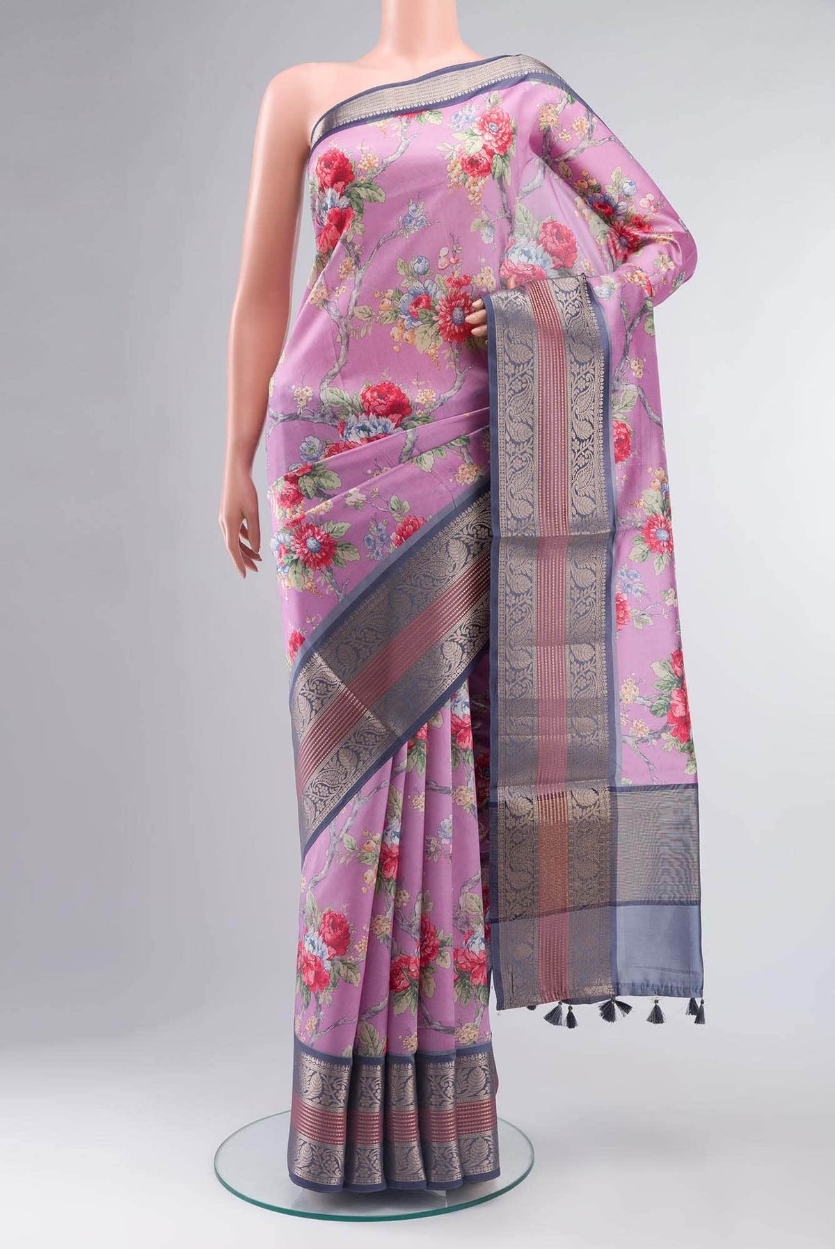 Lavender Banarasi Raw Silk Saree
