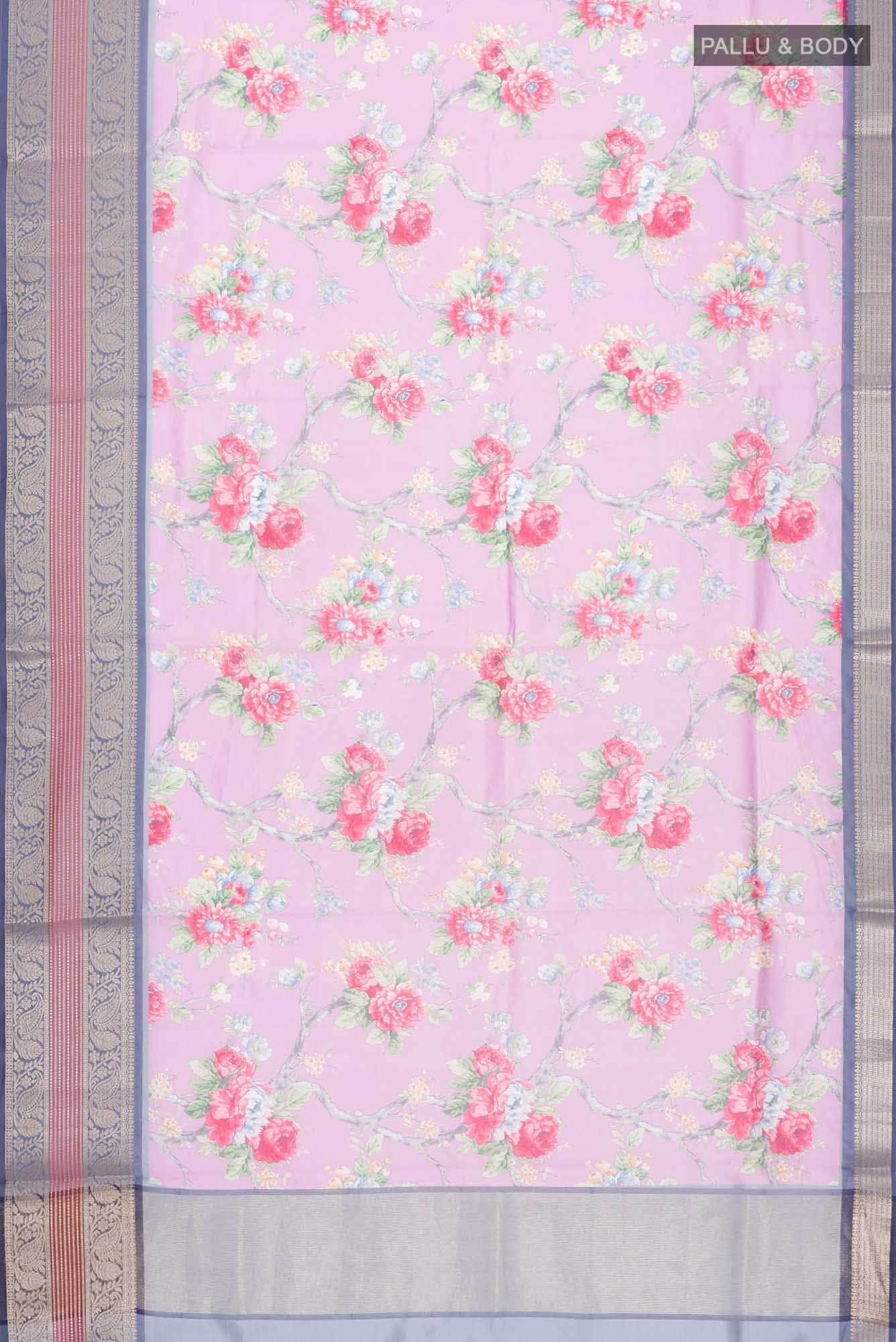Rose pink Banarasi Raw Silk Saree