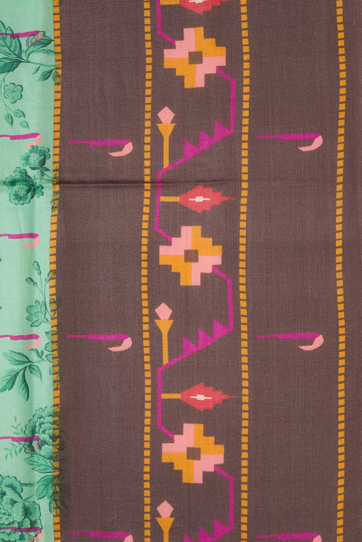 Sea Green Tussar Silk Saree