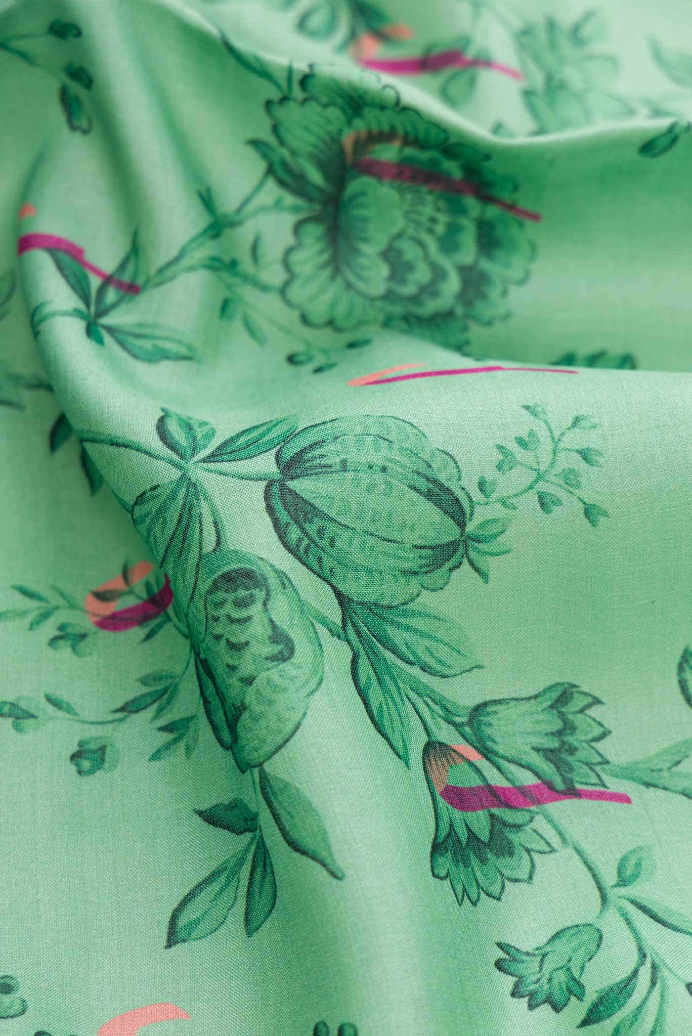 Sea Green Tussar Silk Saree